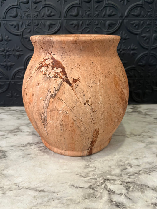 Brown Marbled Ceramic Round Vase