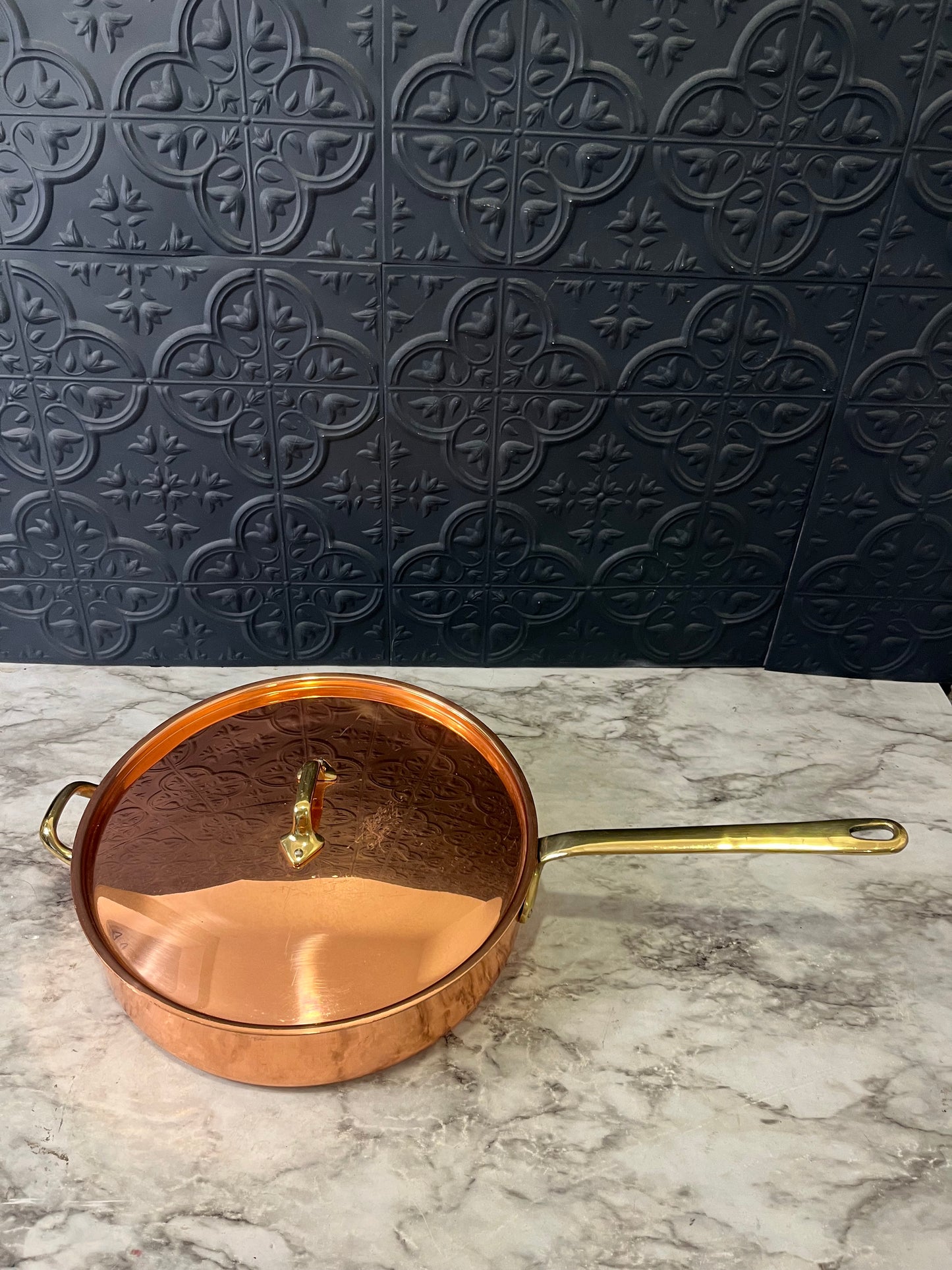 10" Copper Saute Pan with Brass Handle