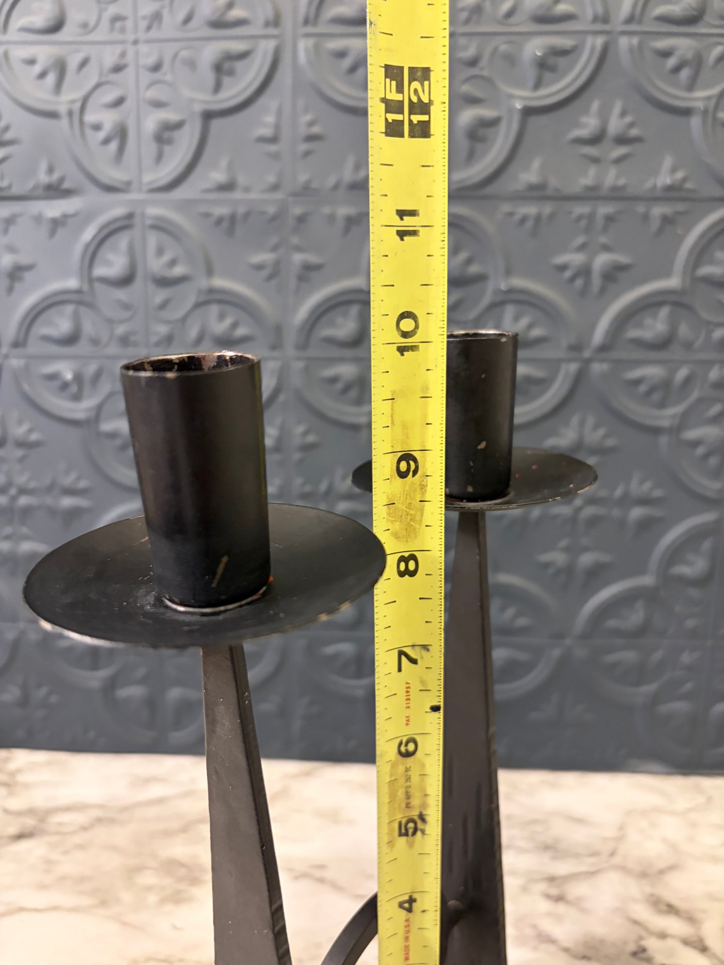 Brutalist Black Iron Dual Candle Holder