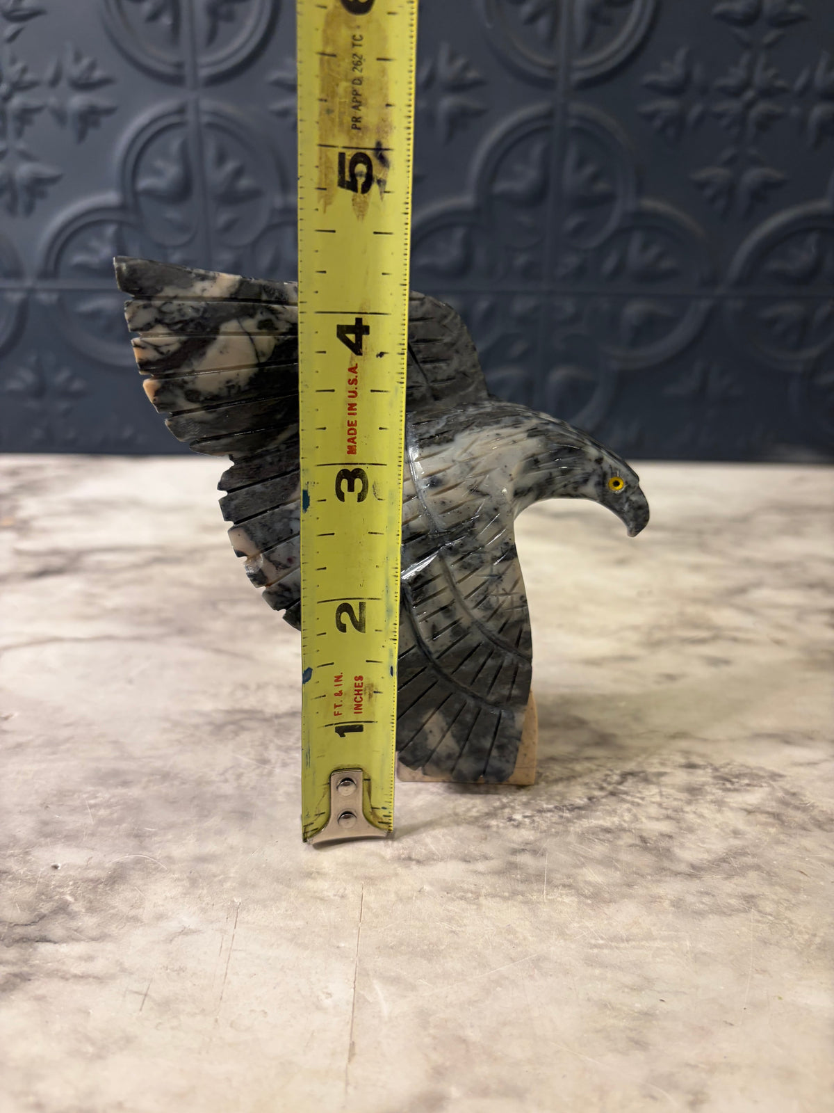 Gray Carved Soapstone Eagle