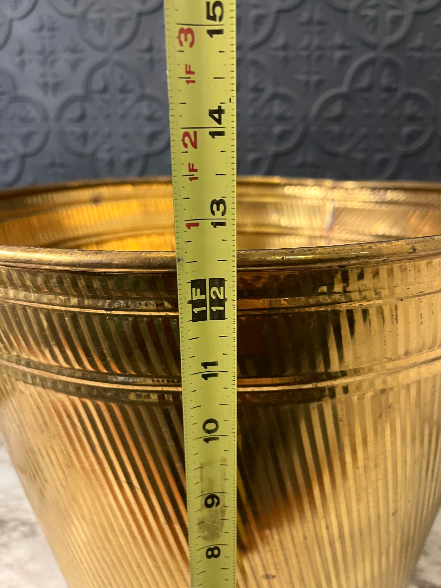 Extra Large Brass Pot 12.5" tall