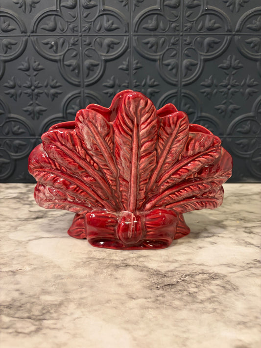 Haegar Red Ceramic Feather Vase
