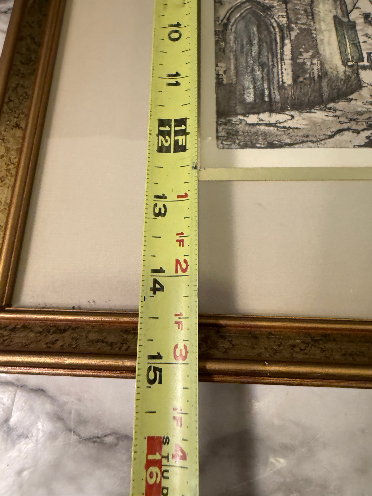 Vintage Church and Town Print Framed