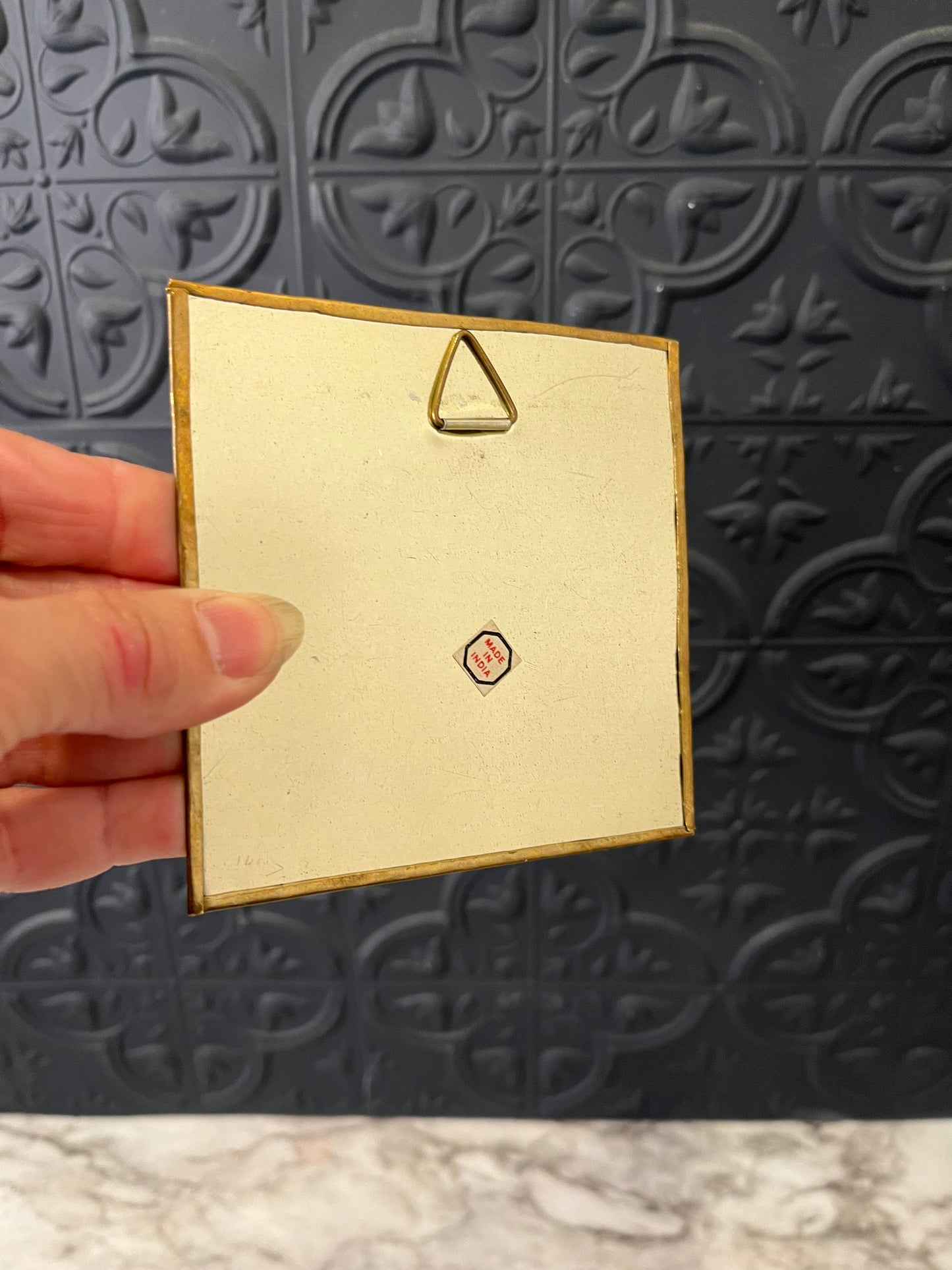 Small Square Brass Mirror 4"