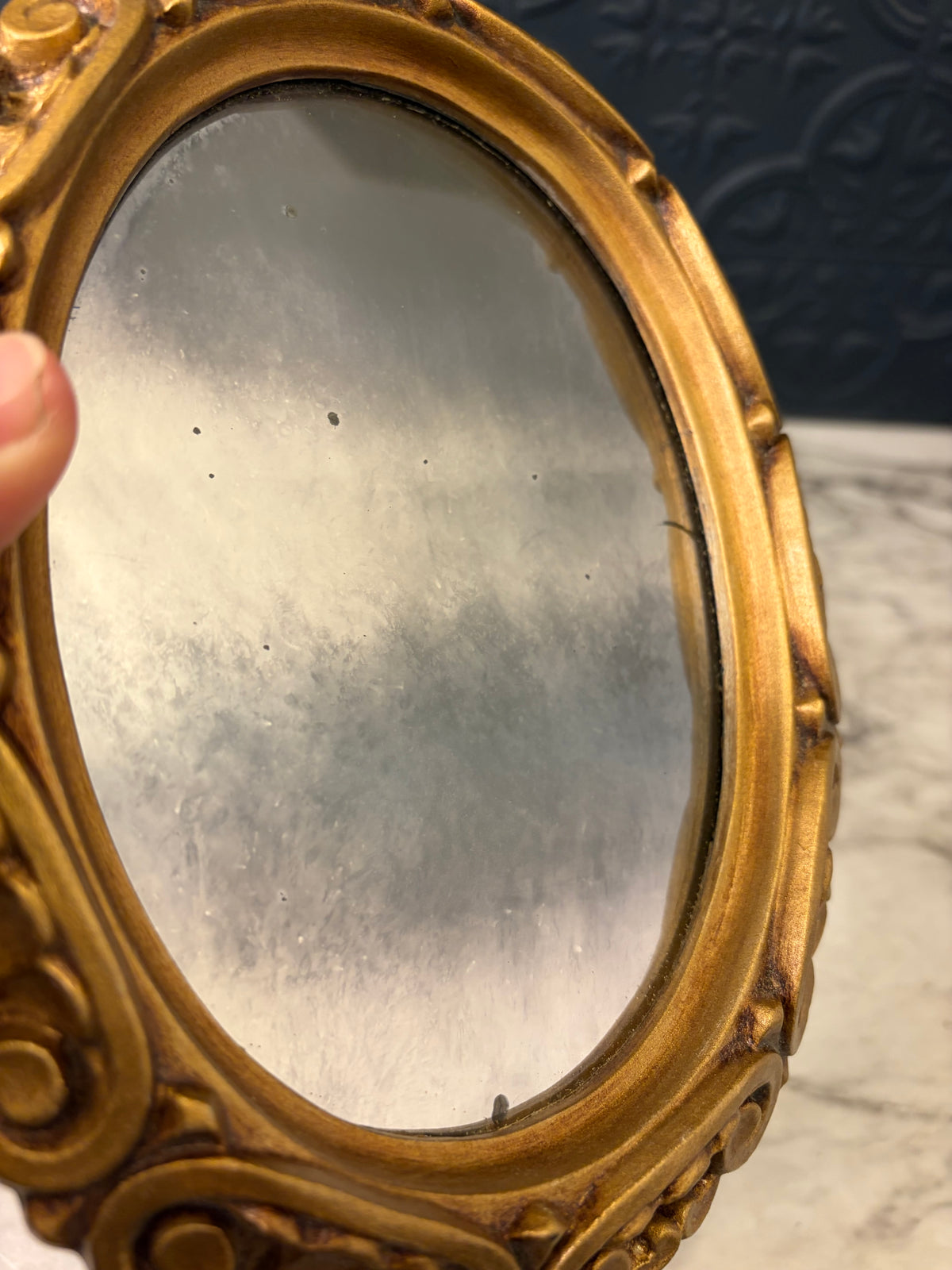 Vintage Oval Tarnished Mirror