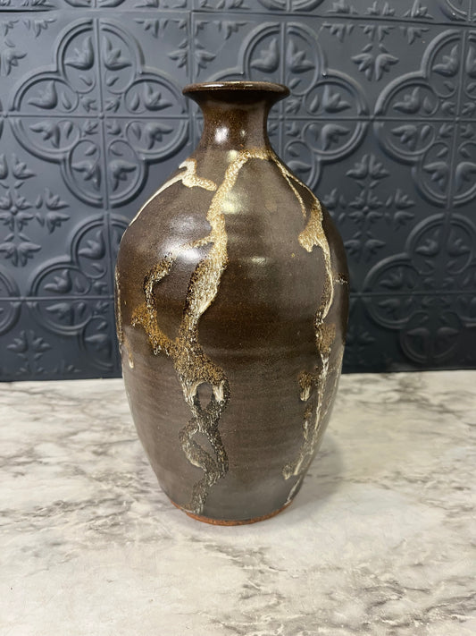 Studio Pottery Stoneware Vase with Volcanic Glaze