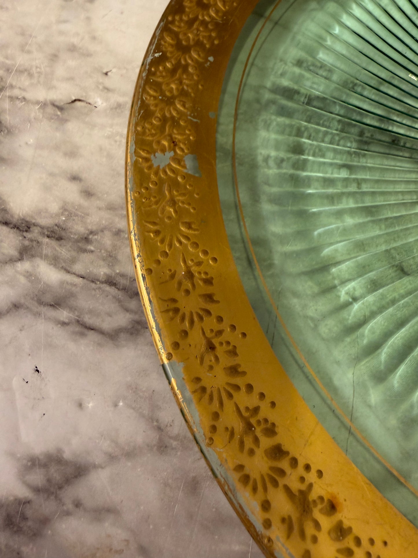 Uranium Glass Tray with Gold Trim