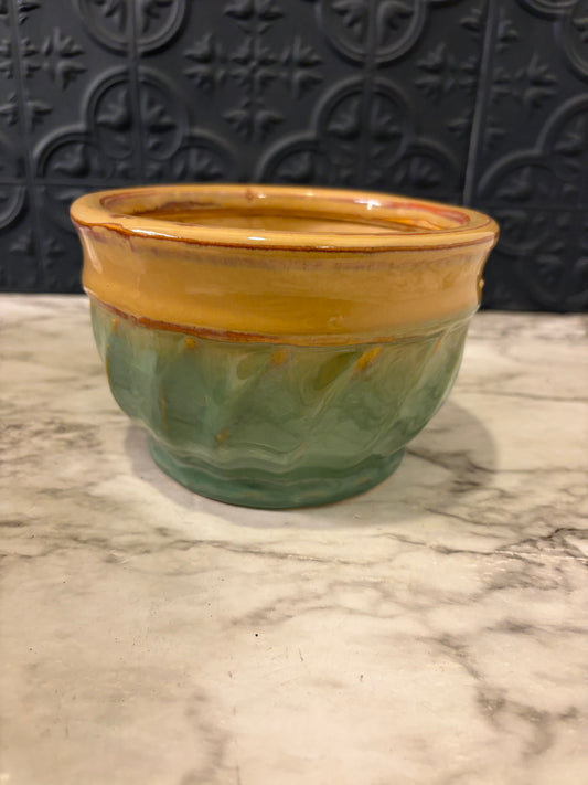 Pottery Bowl with Turquoise Glaze on bottom