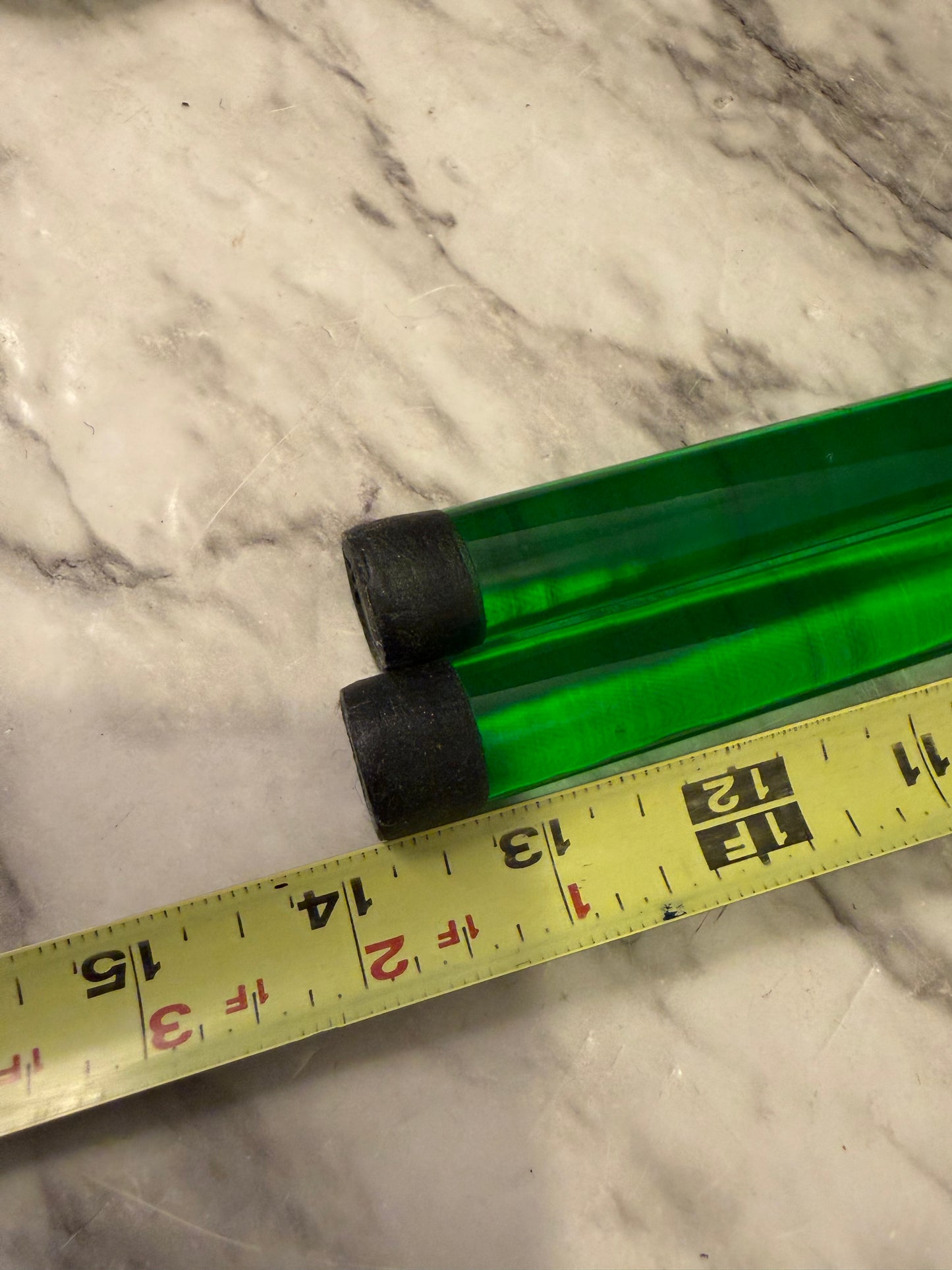 Green Lucite Candle Pair 14"