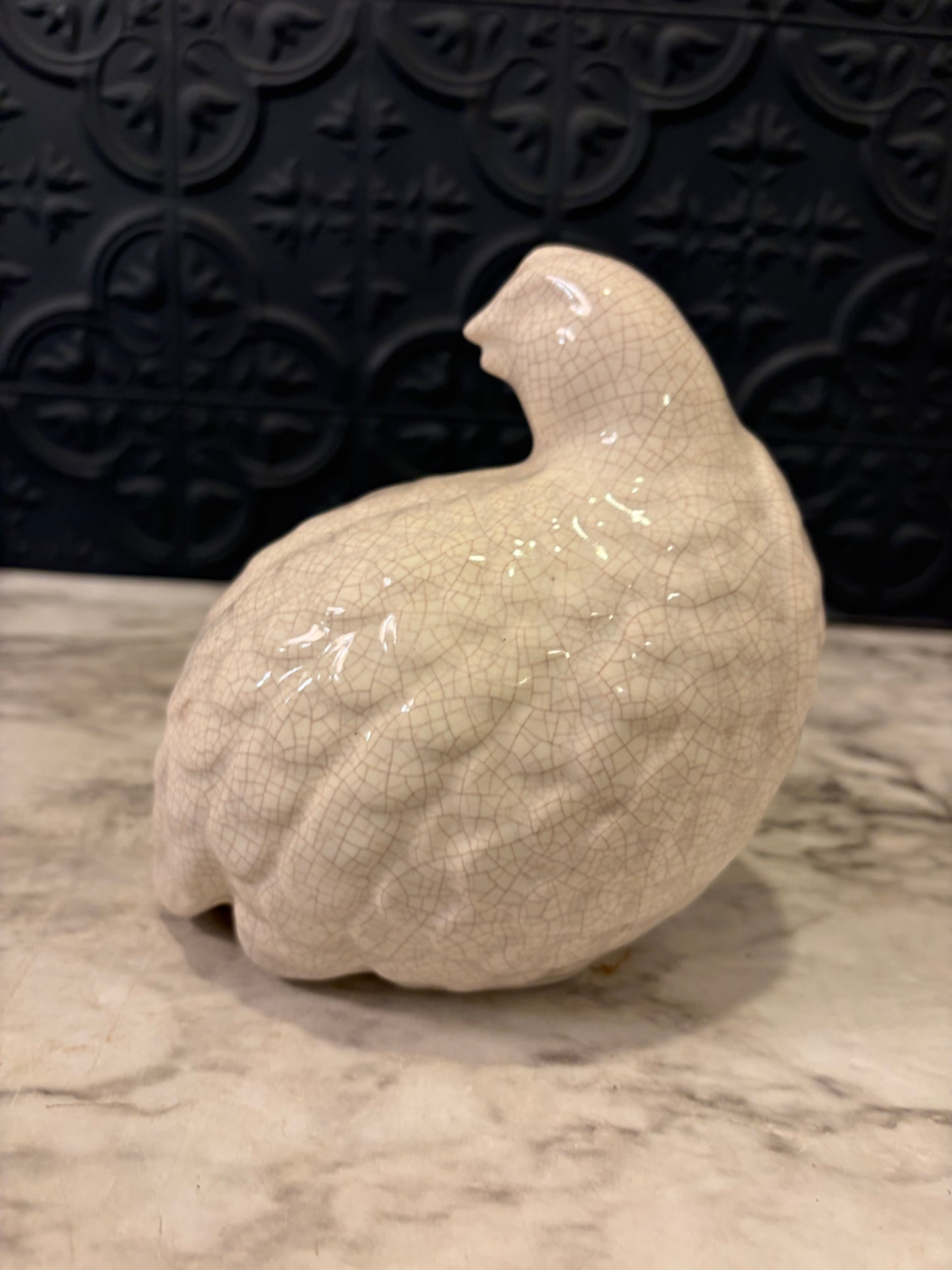 Cream Crackle Quail Ceramic