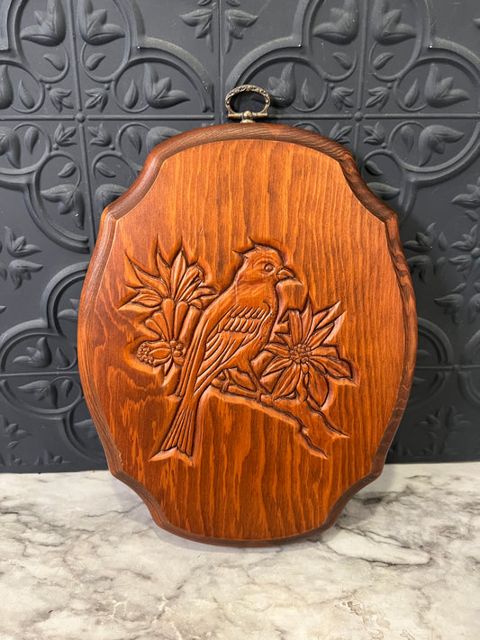 Wood Carved Bird Plaque
