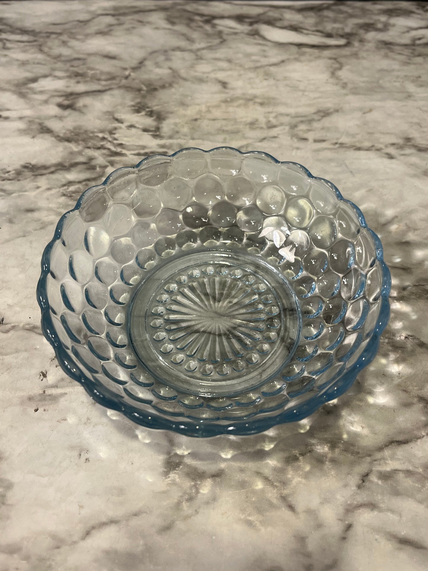 Anchor Hocking Blue Glass Bubble Bowl