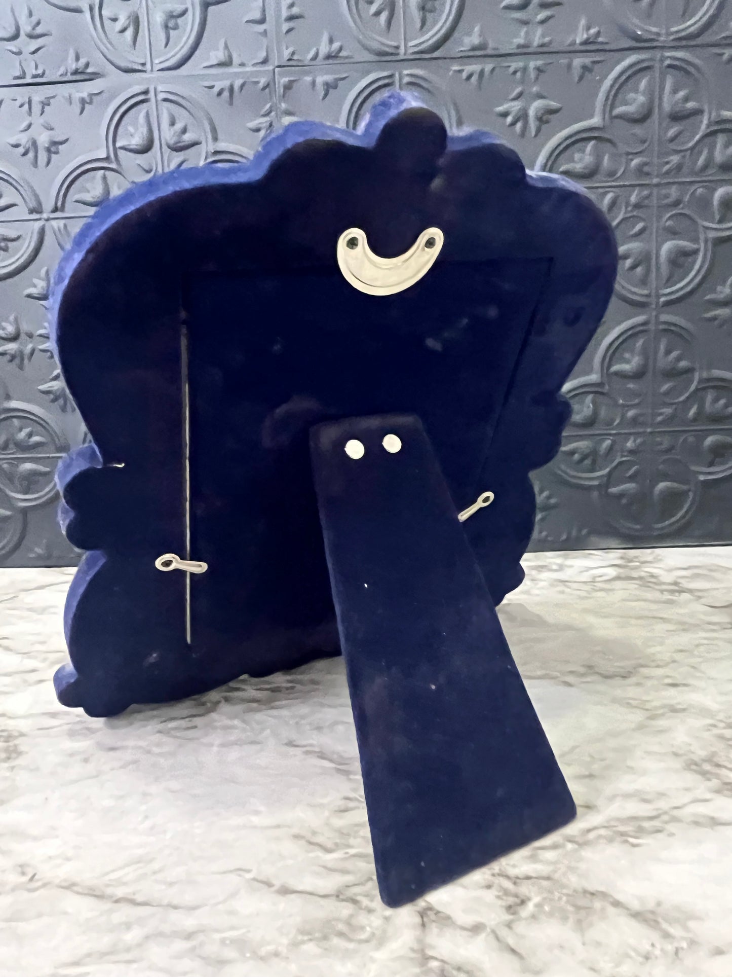 Silver Plate Frame with Blue Velvet Backing