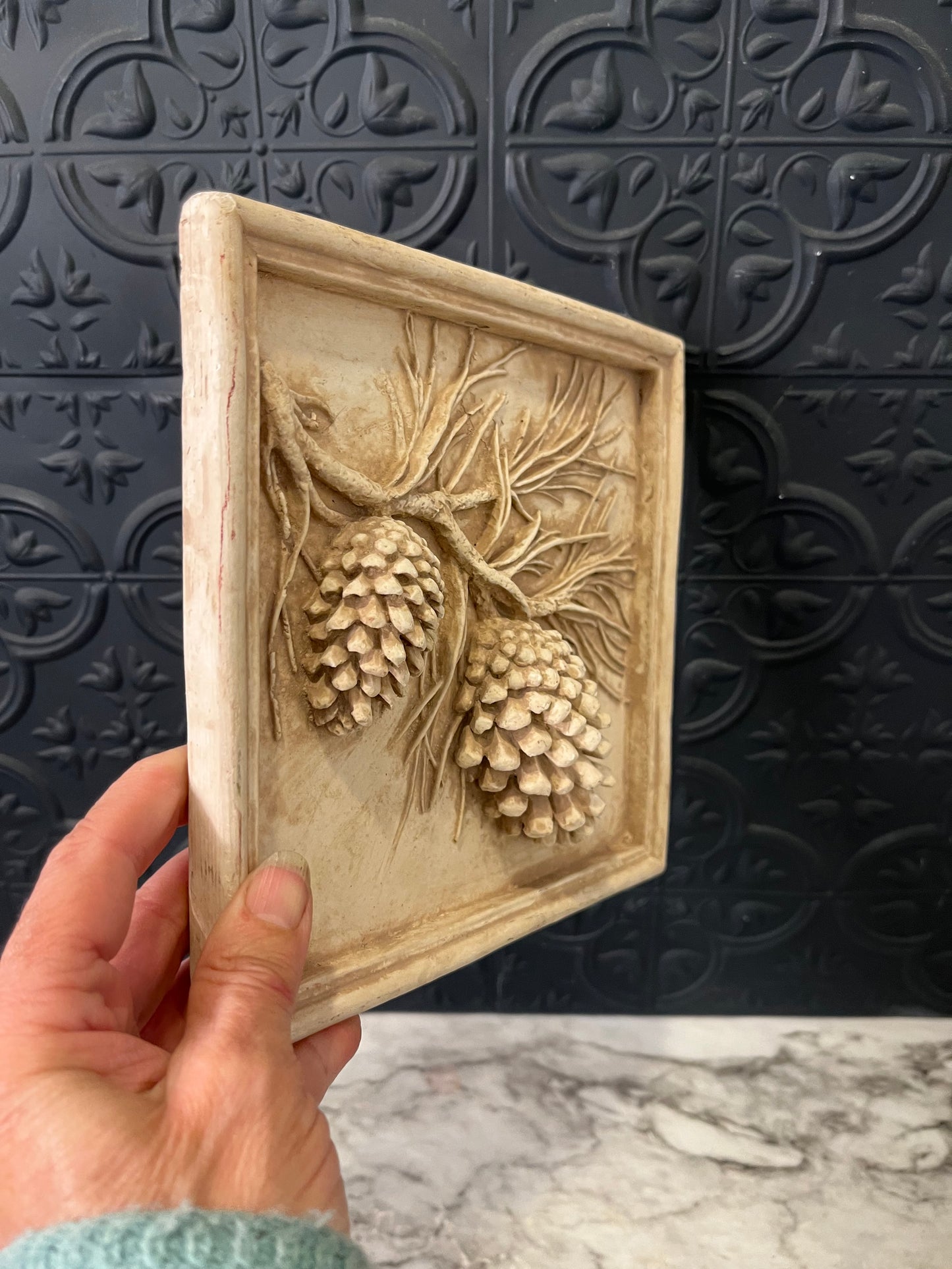 Plaster Pine Cone Casting wall hanging