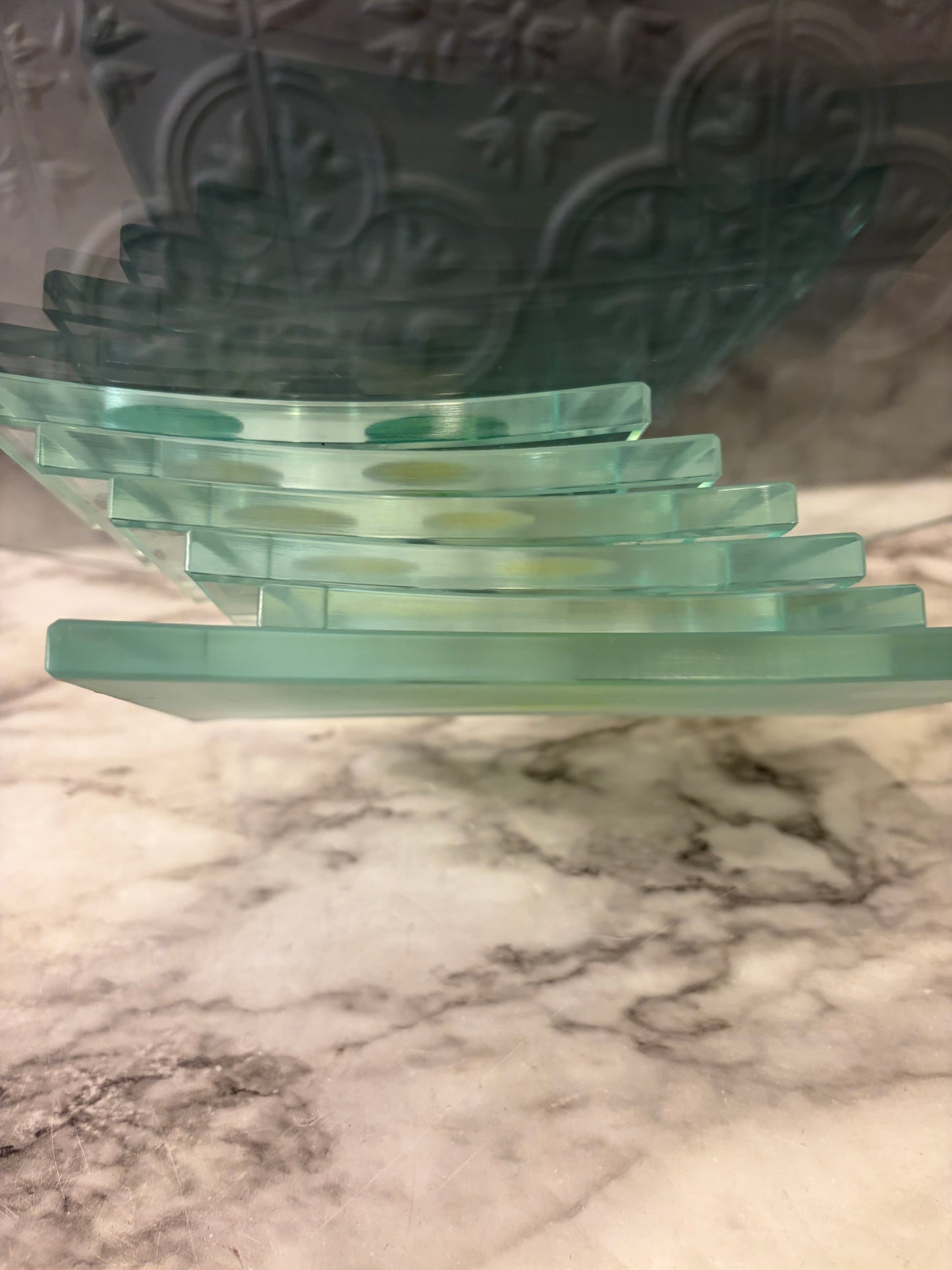 Partylite Aqua Stacked Glass Cake Stand