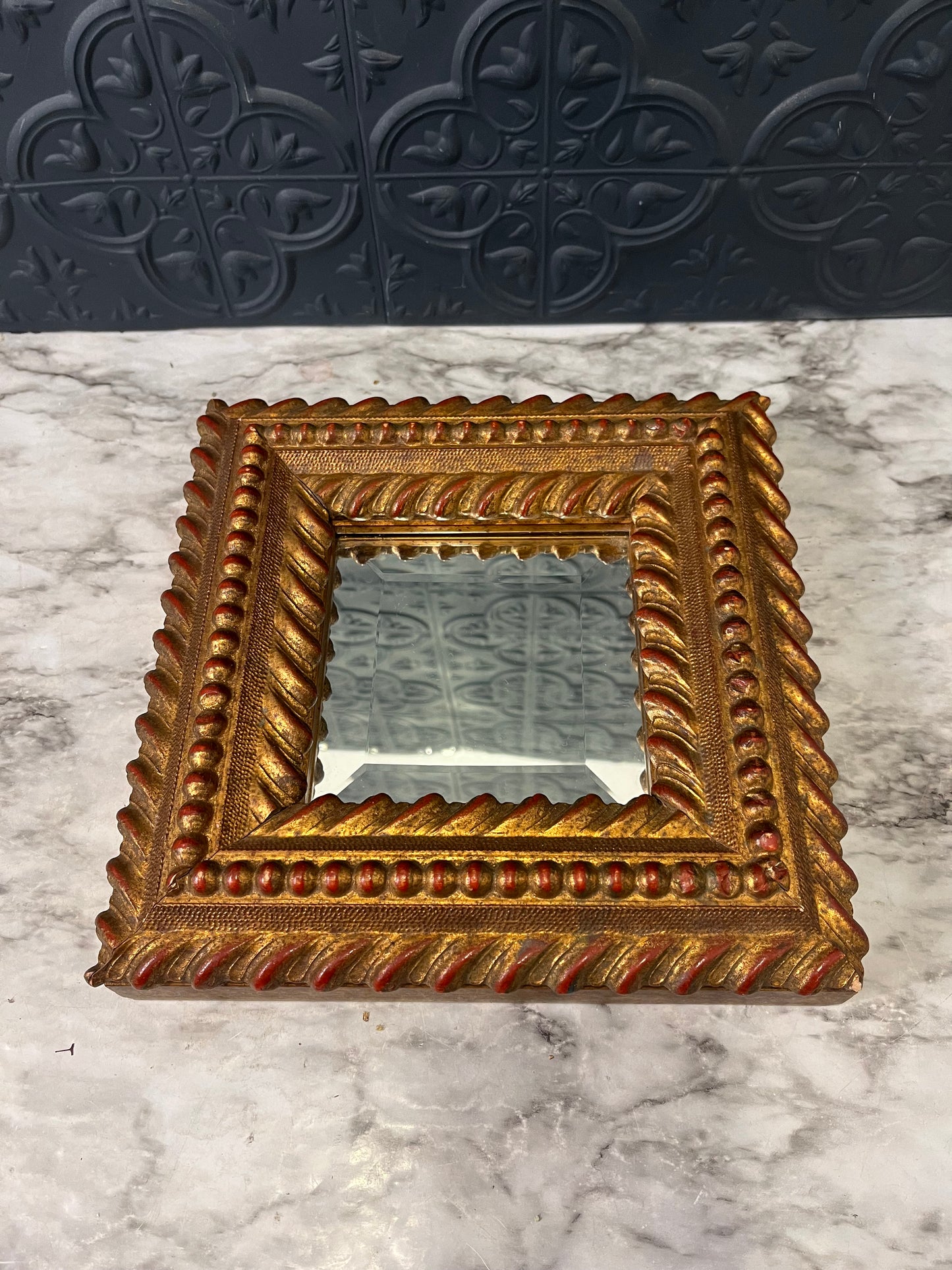 Ornate Gold Bevelled Mirror 9" Square
