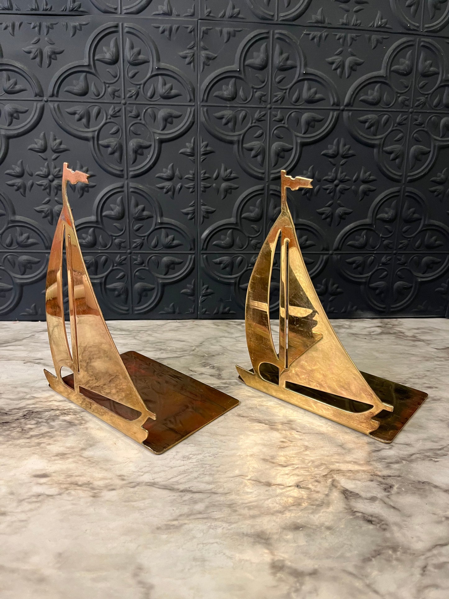 Brass Sailboat Bookends