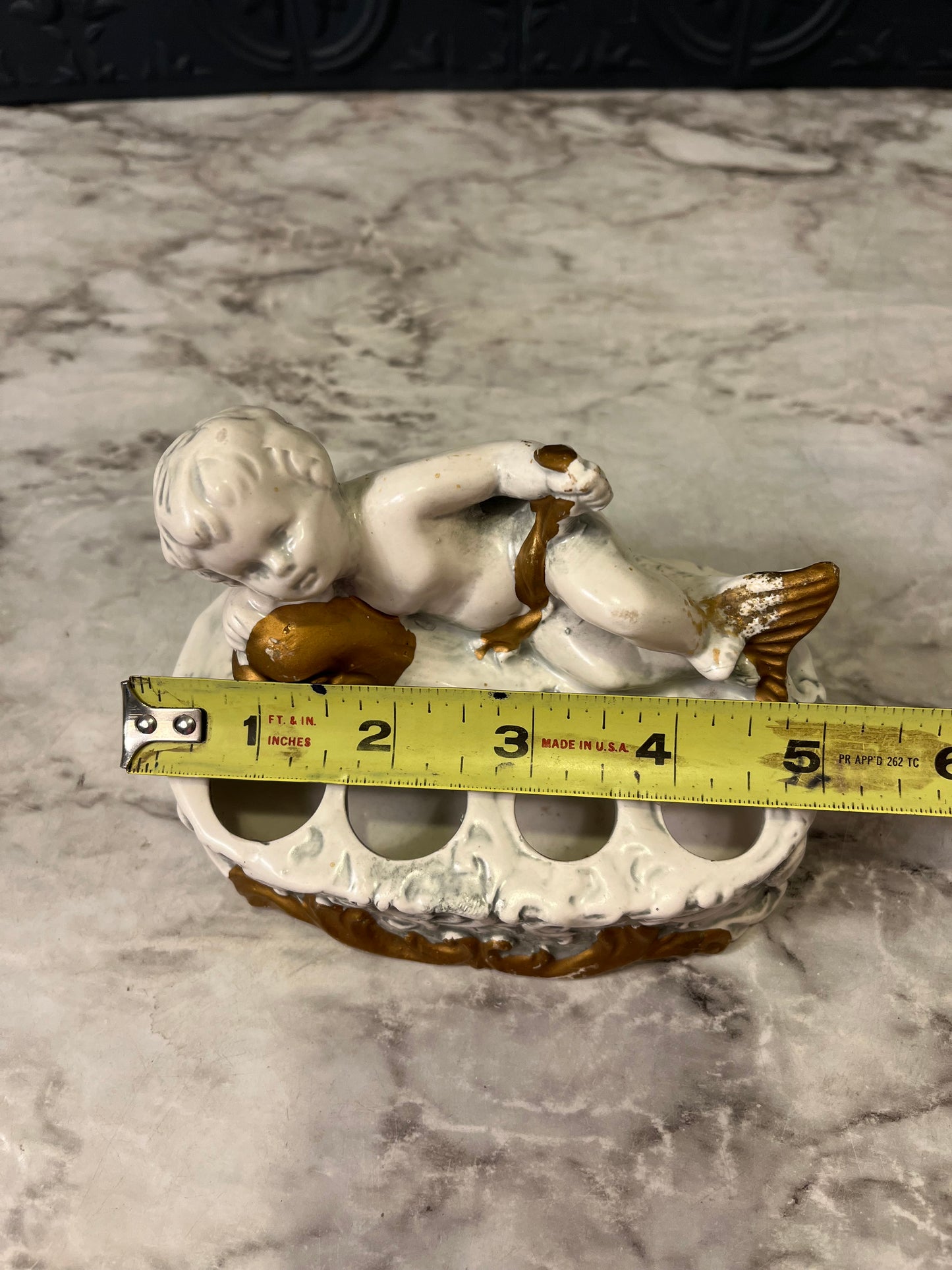 Vintage Porcelain Cherub Lipstick Holder