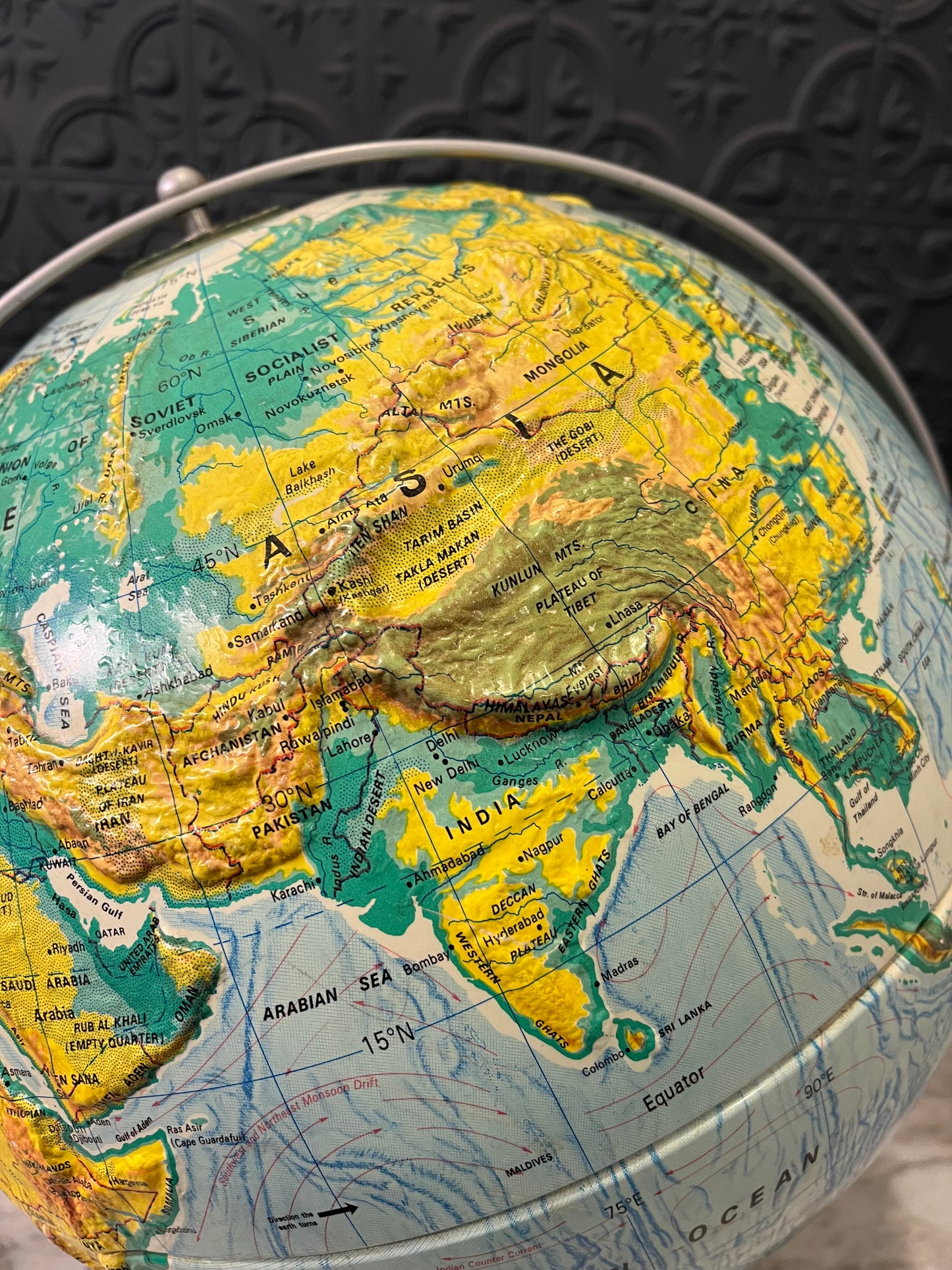 Vintage Sculptural Relief Globe