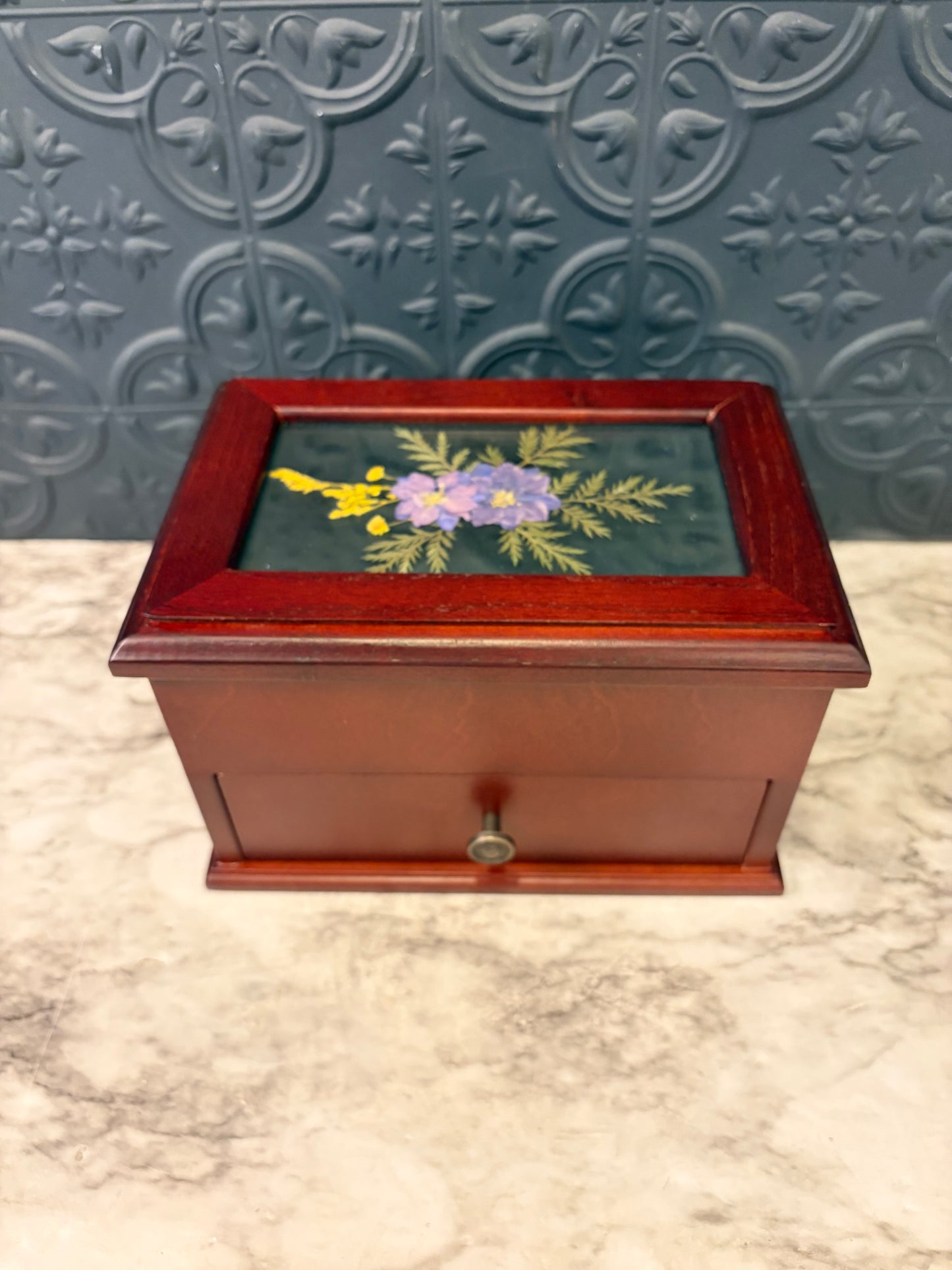 Jewelry Box with Purple Dried Flower
