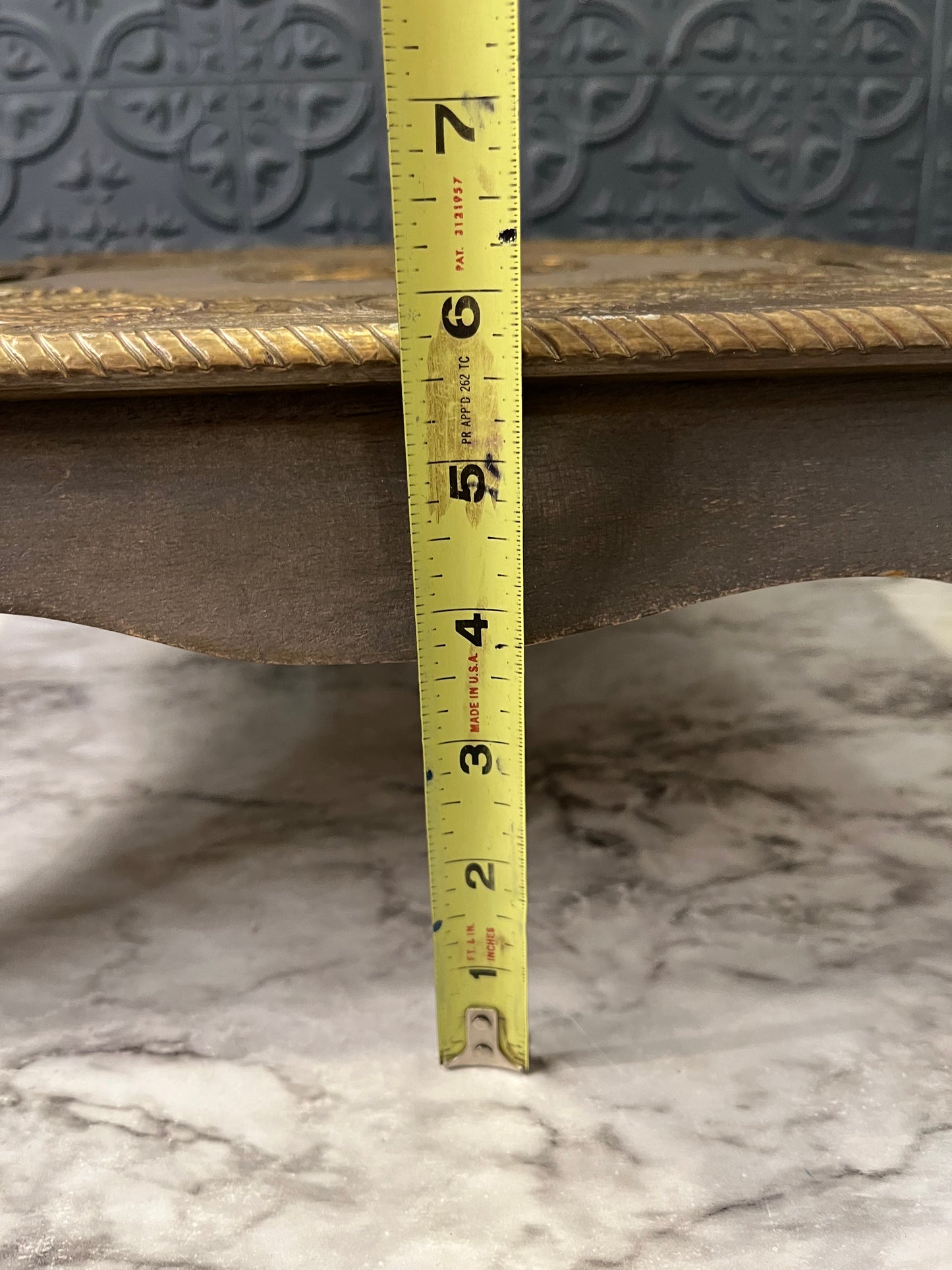 Embossed Metal and wood Riser (pooja chowki)