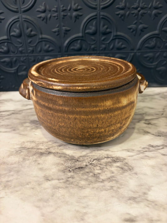 Studio Pottery Brown Pot with Flat Lid