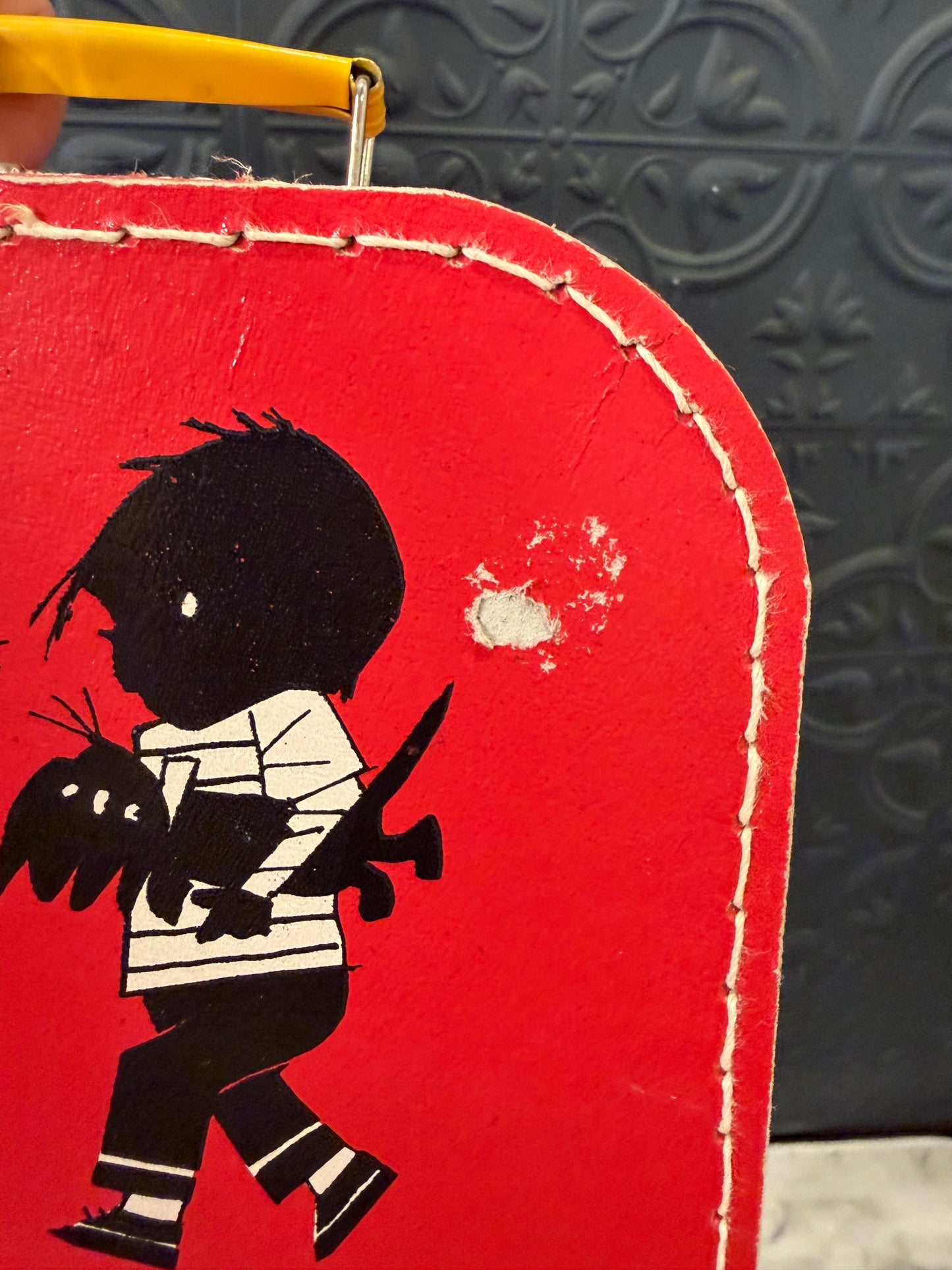 Vintage Red Cardboard Suitcase by Fiep Westendorp