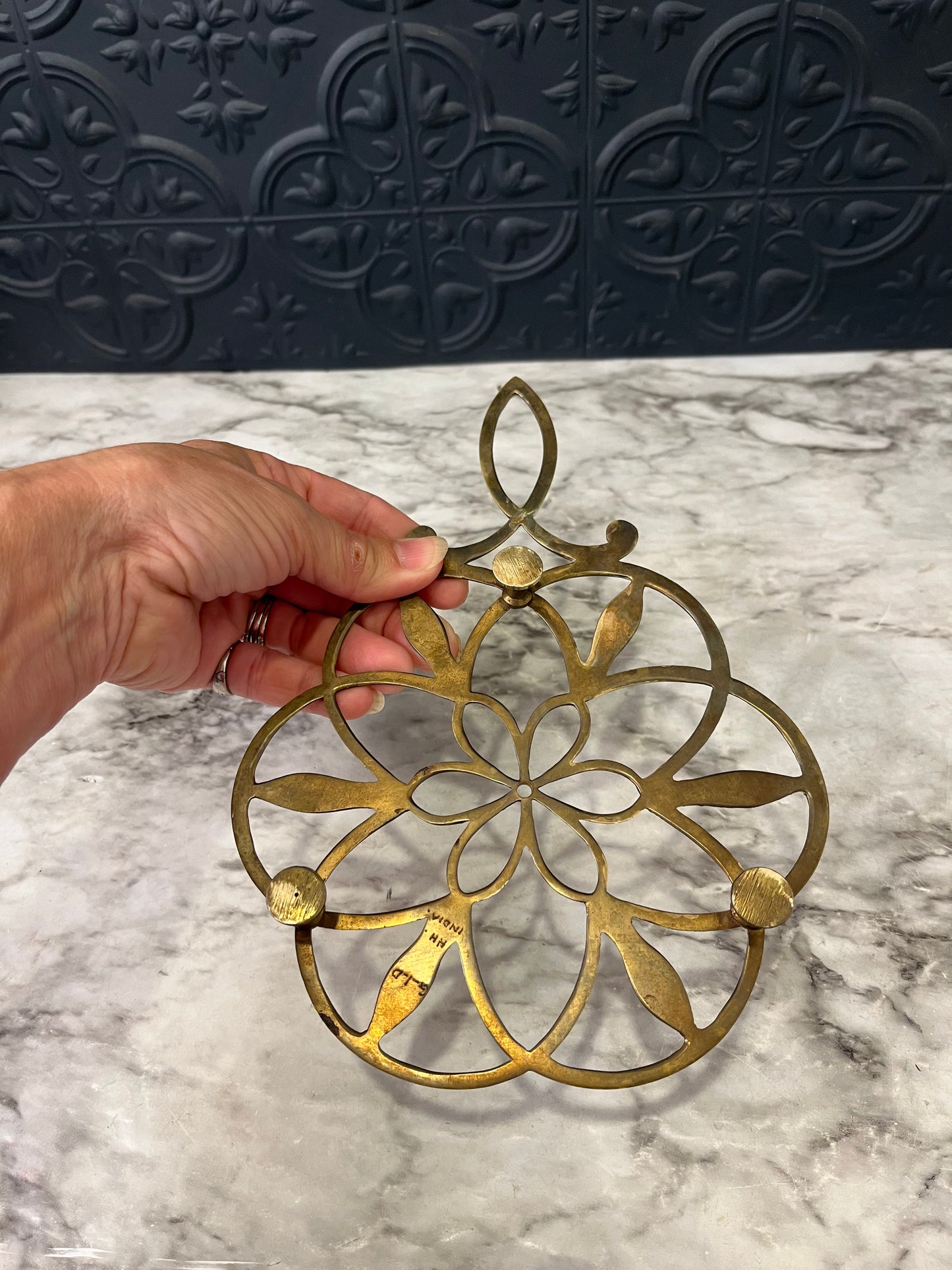Brass flower Trivet
