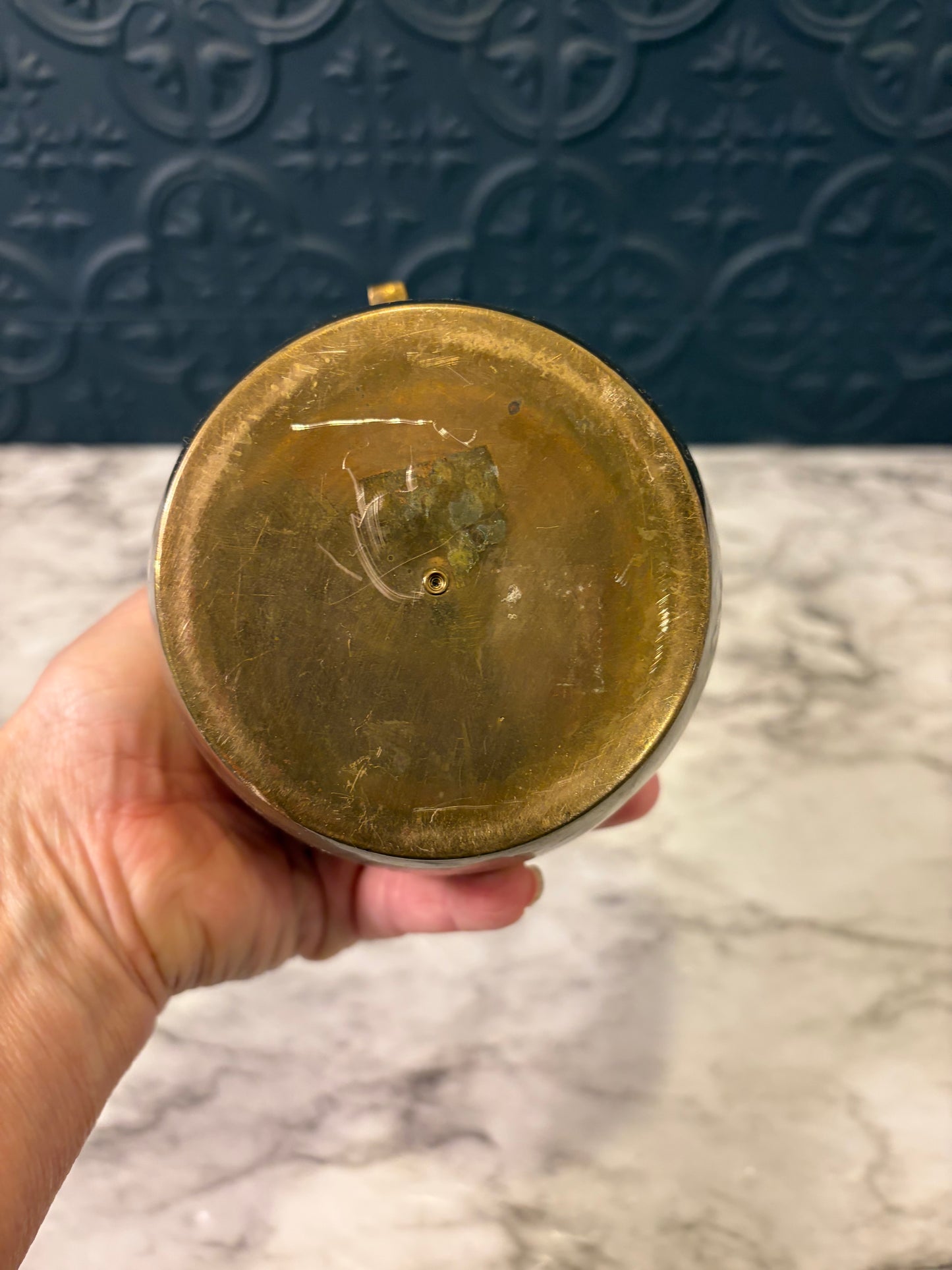 6" Brass Pitcher With Brick Pattern