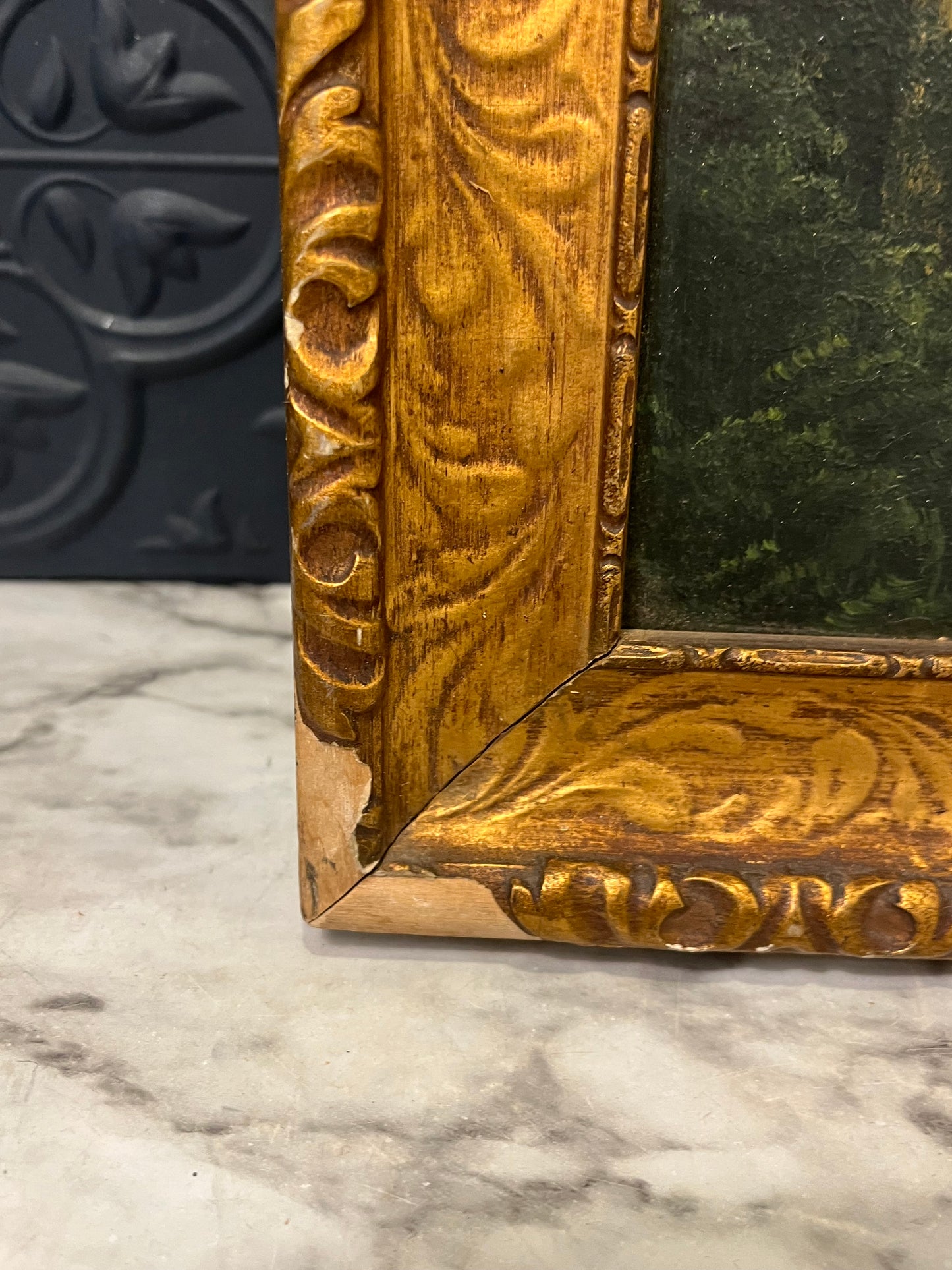 Antique oil Painting of Waterfall
