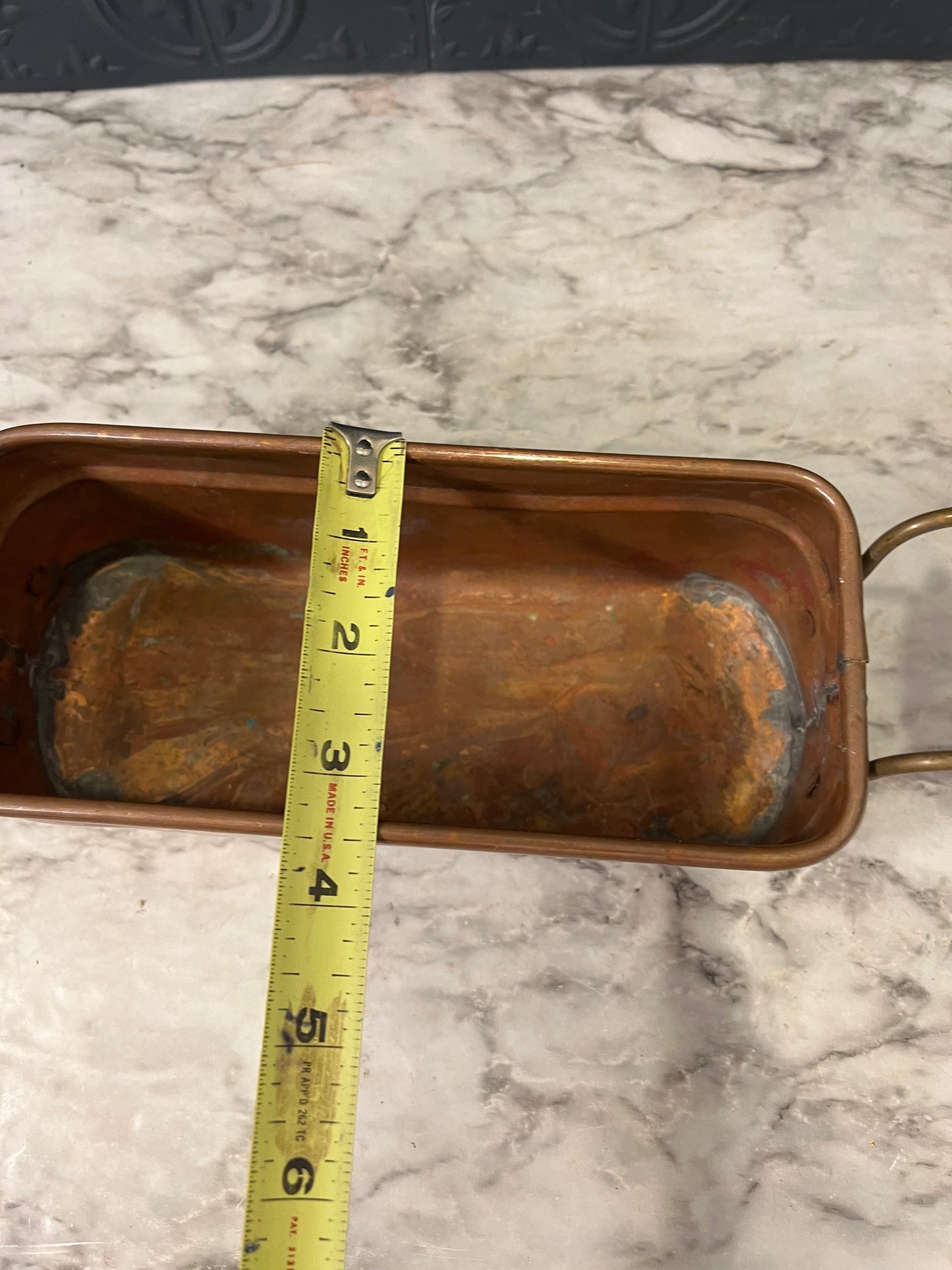 Copper Rectangle Pot with Porcelain Handles