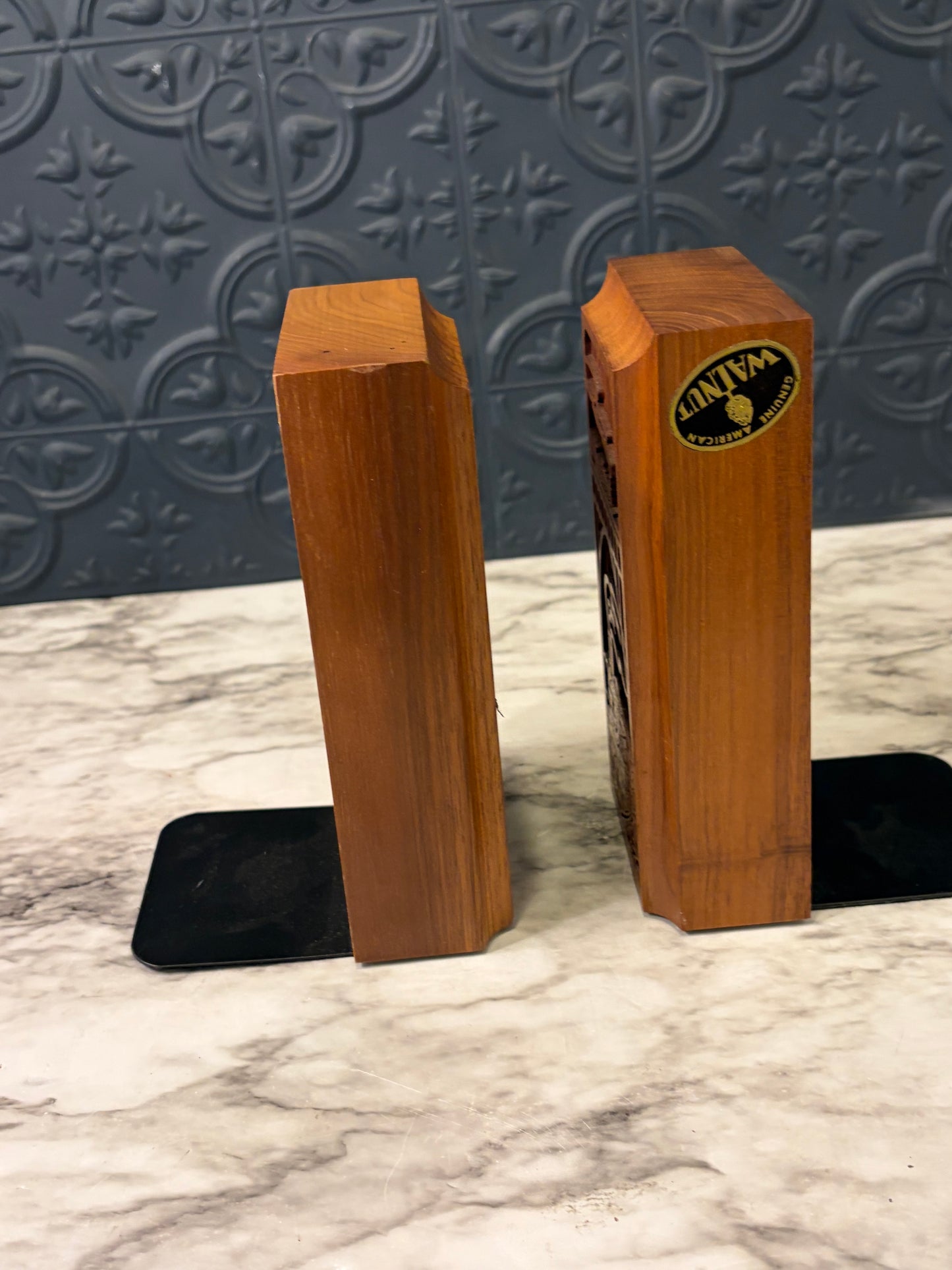 Walnut Wood Lazer Cut Train Bookends