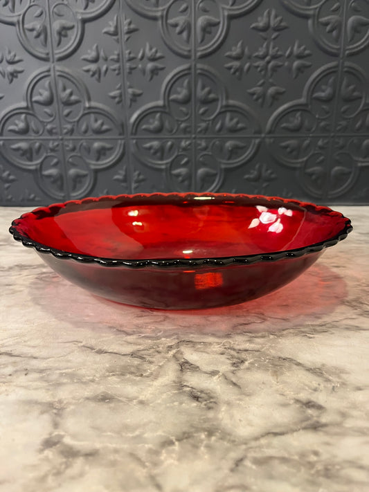 Ruby Red Glass oval bowl