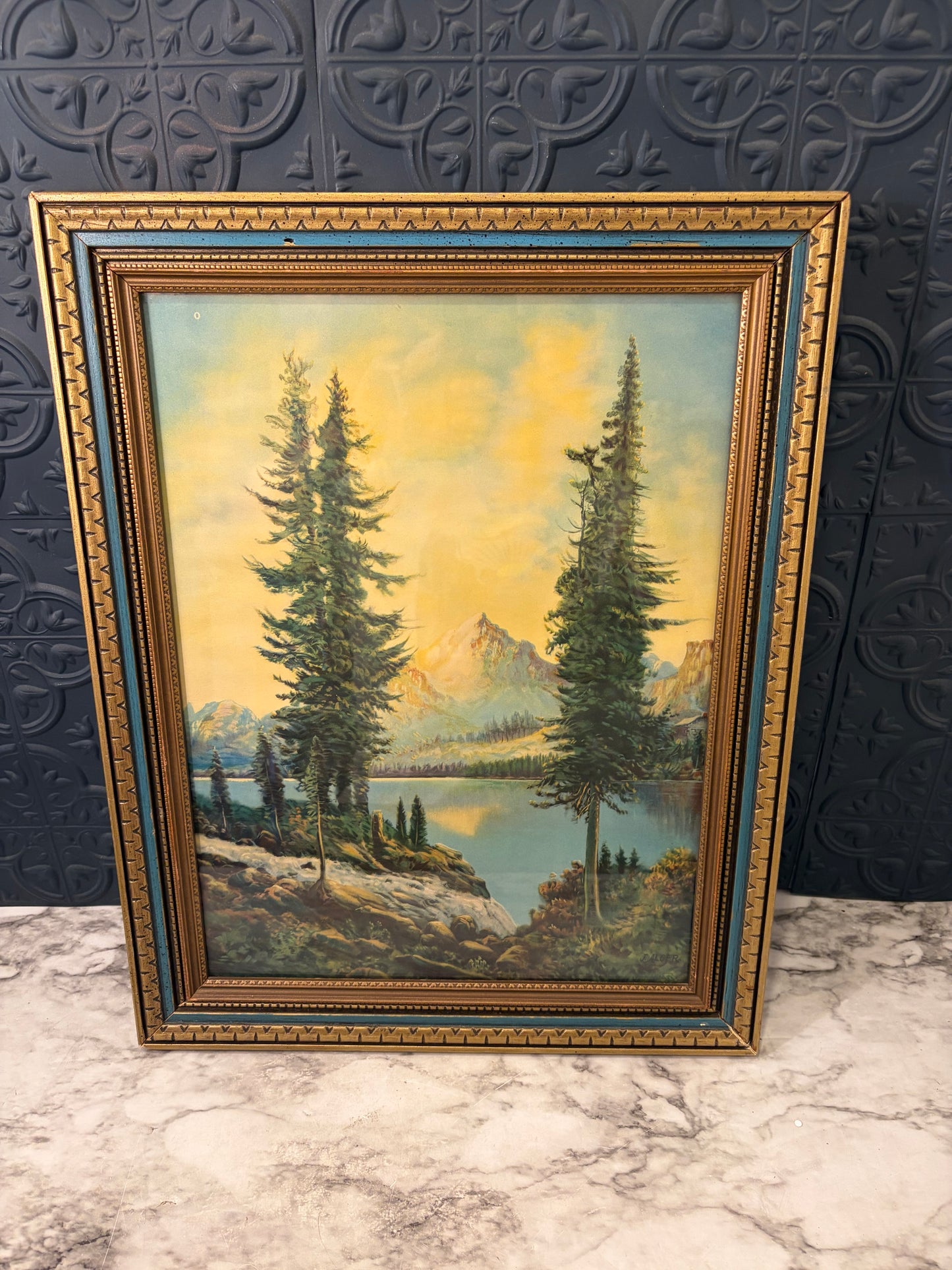 A Mountian Paradise Litograph Framed
