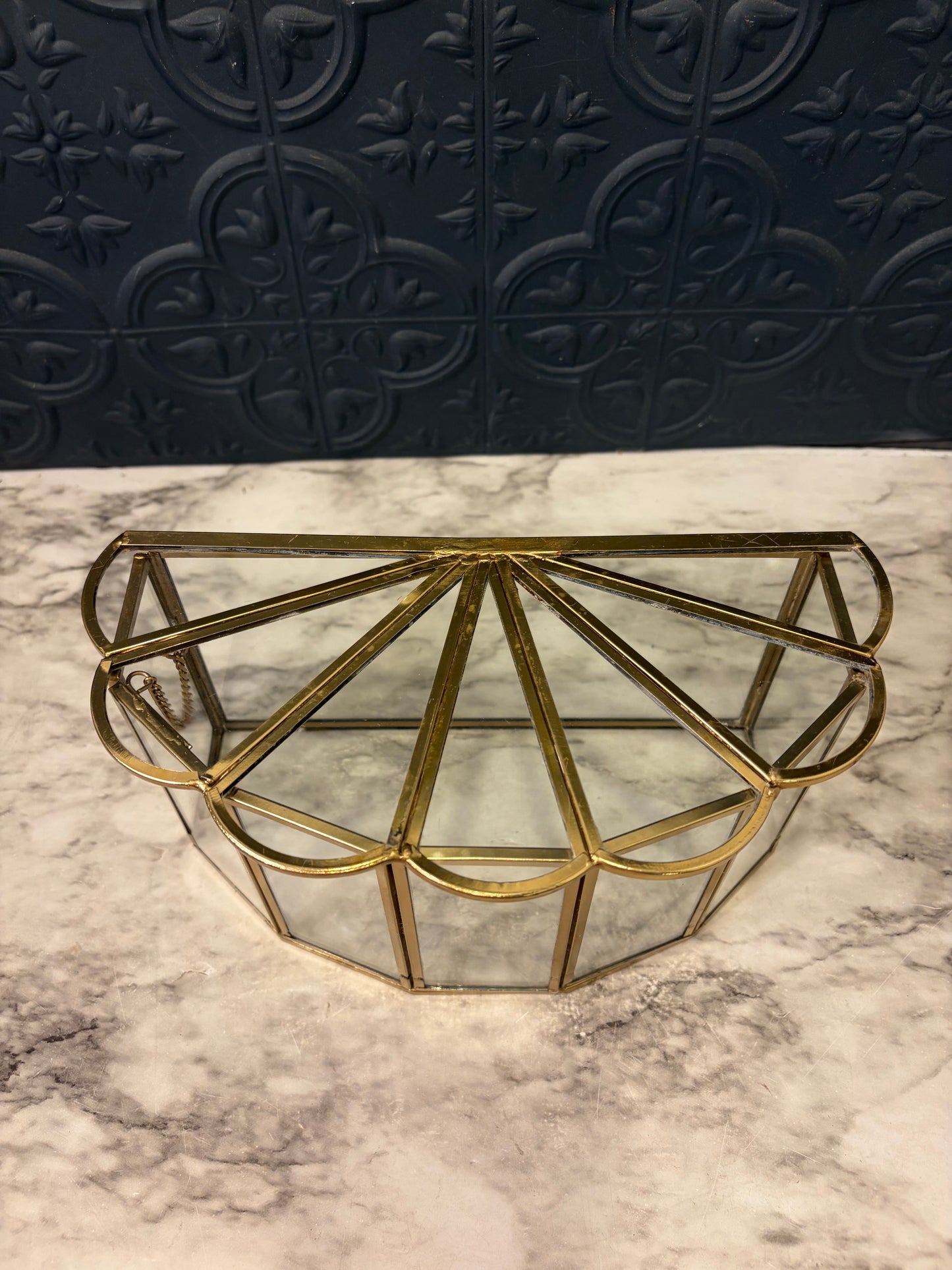 Brass and Glass Box with Scallop Lid