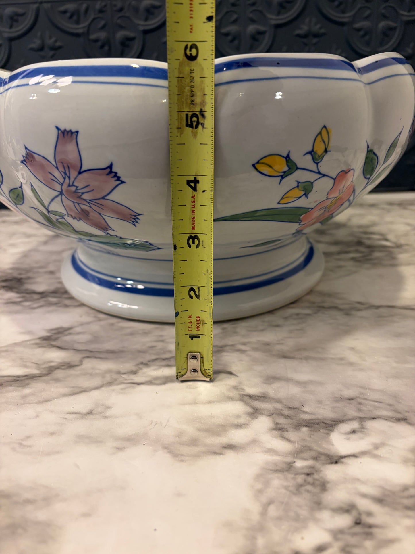 Scallop Blue and White Planter Bowl
