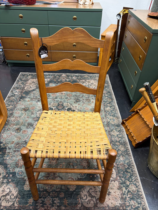 Small Ladder Back Wood Chair with Woven Seat
