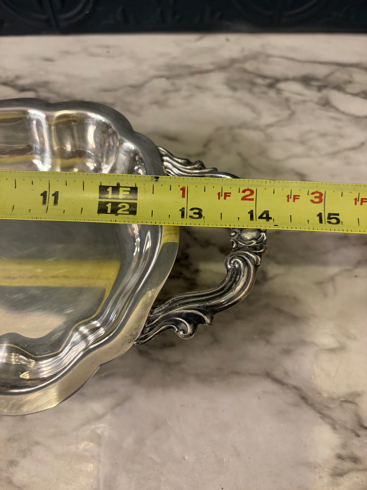 Oval Silver Plate Tray with Feet and Handles