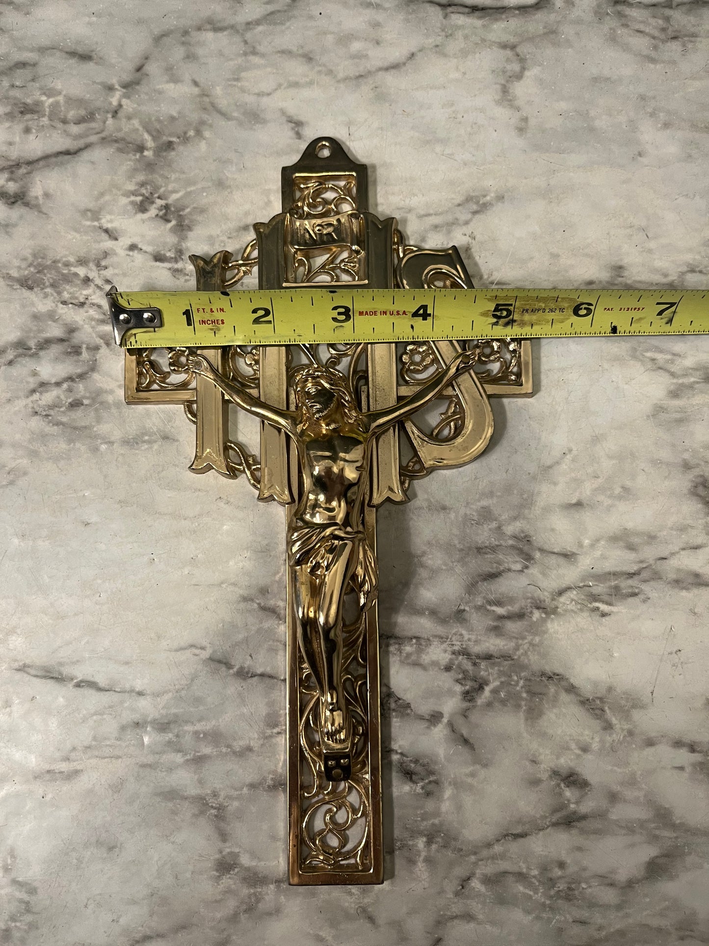 Vintage Gold Tone Filigree Ihs Cross