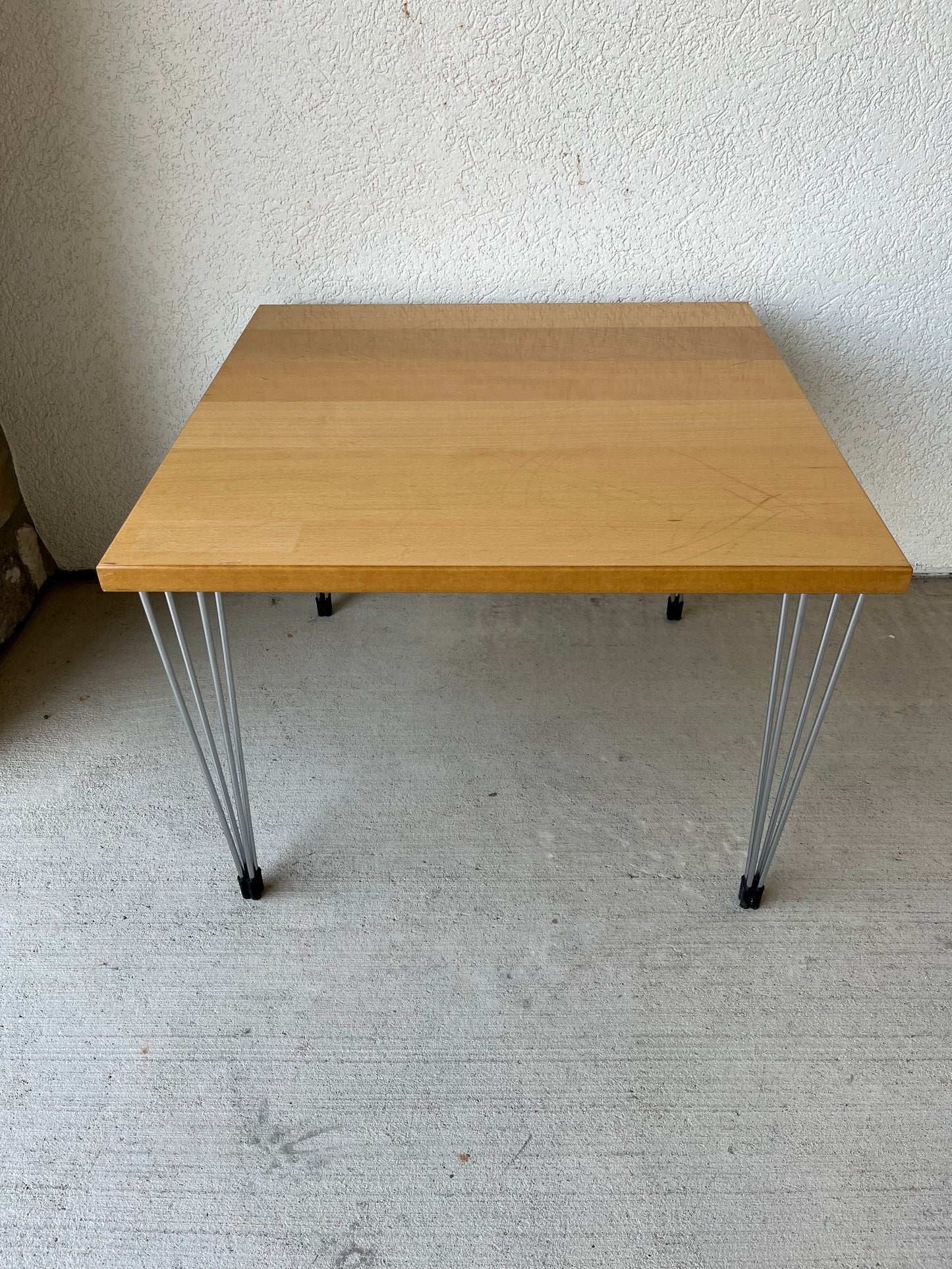 Danish Style Pin Leg Side Table Light Wood