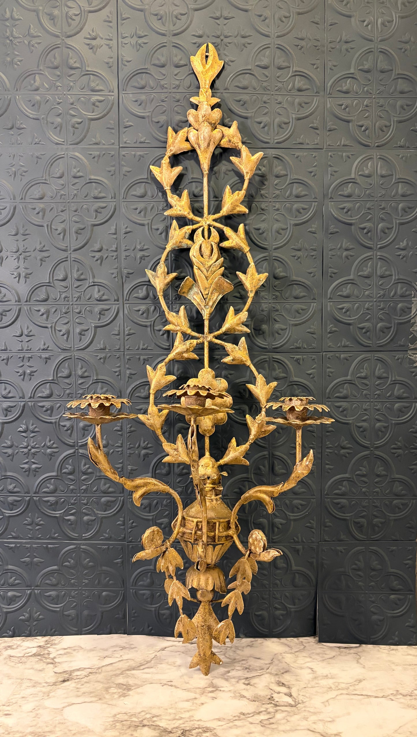 French Style gold Metal Wall Sconce 36"