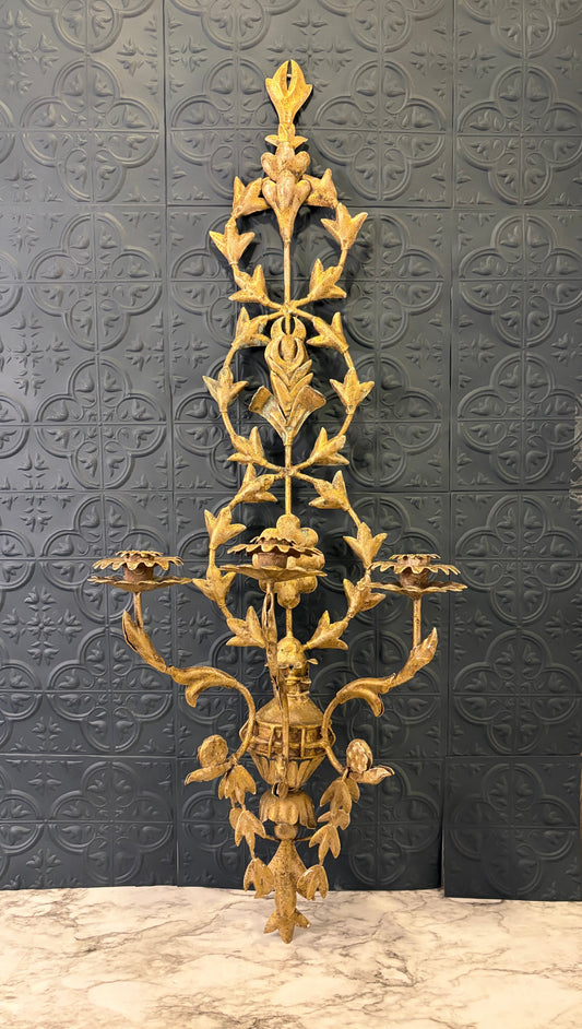 French Style gold Metal Wall Sconce 36"
