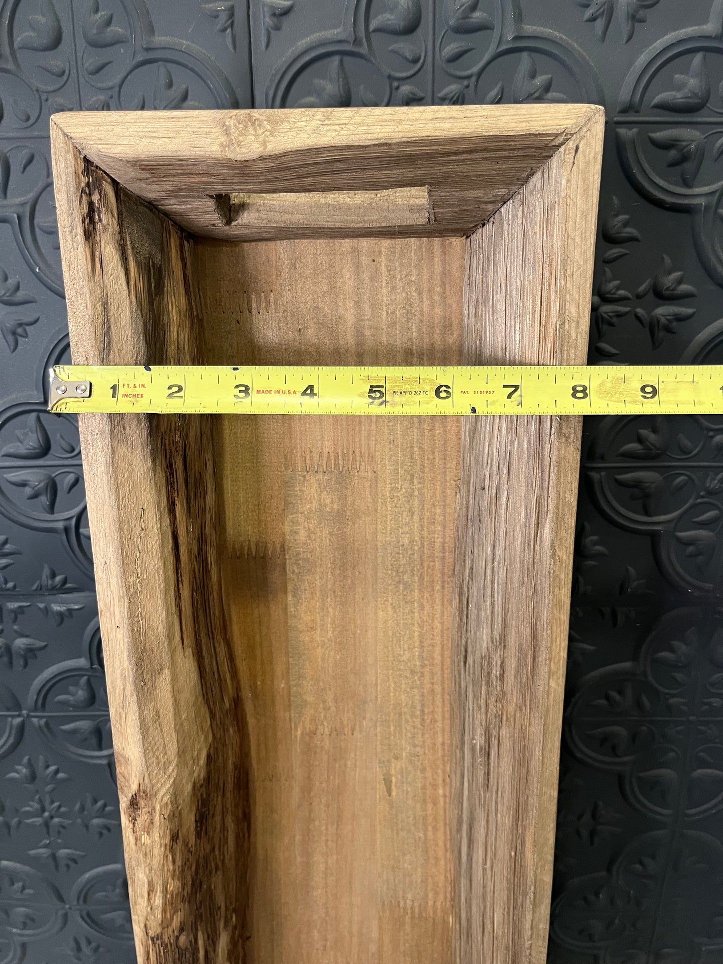 Long Rectangle Gray Wood Tray with Handles