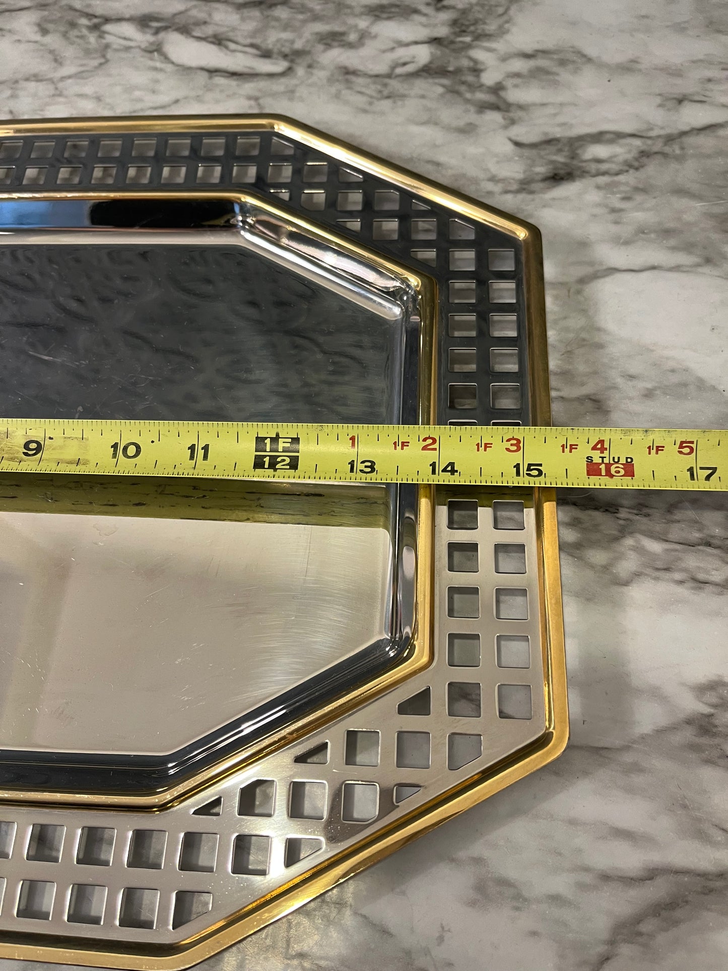 Stainless and 24K Gold Serving Tray INOXPRAN