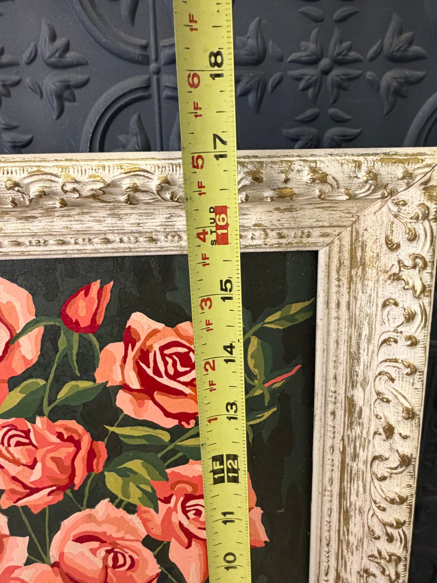 Vintage Paint by Number of Roses  Framed