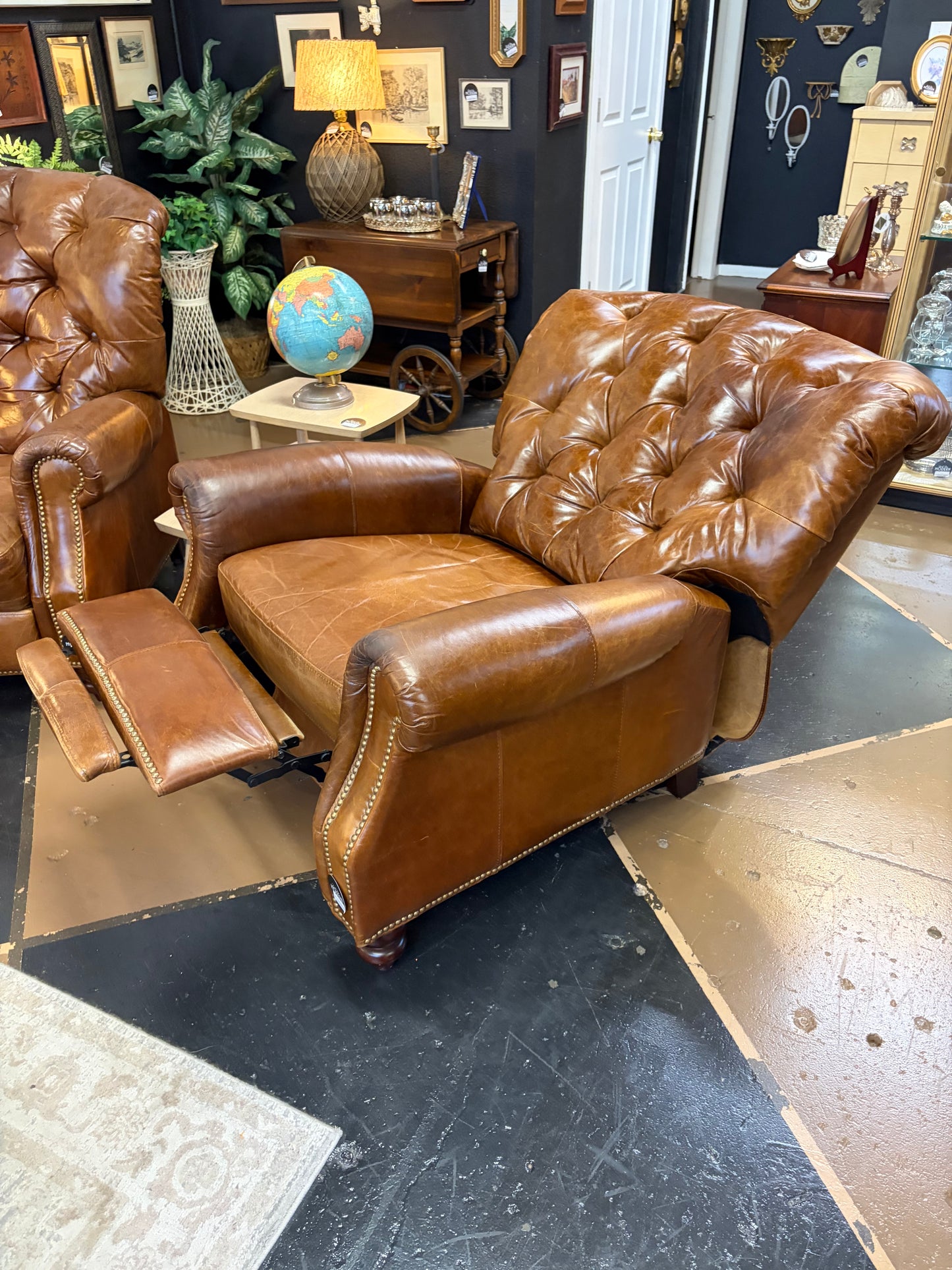 Chesterfield Style Leather Recliner