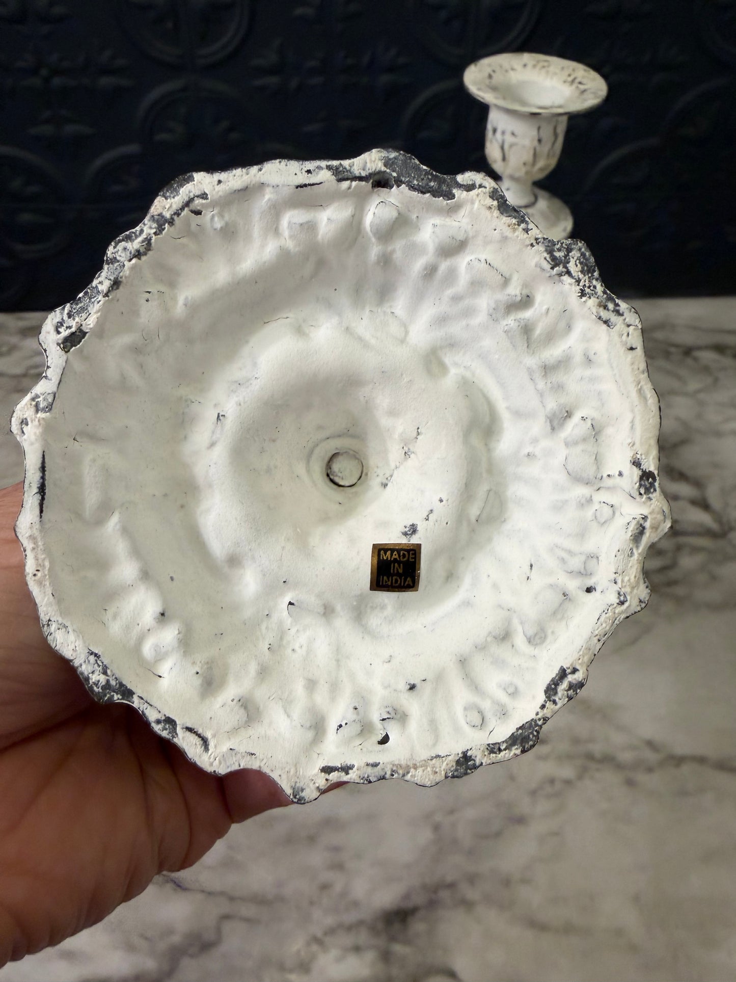 Shabby Chic Metal set of 2 candle Holders