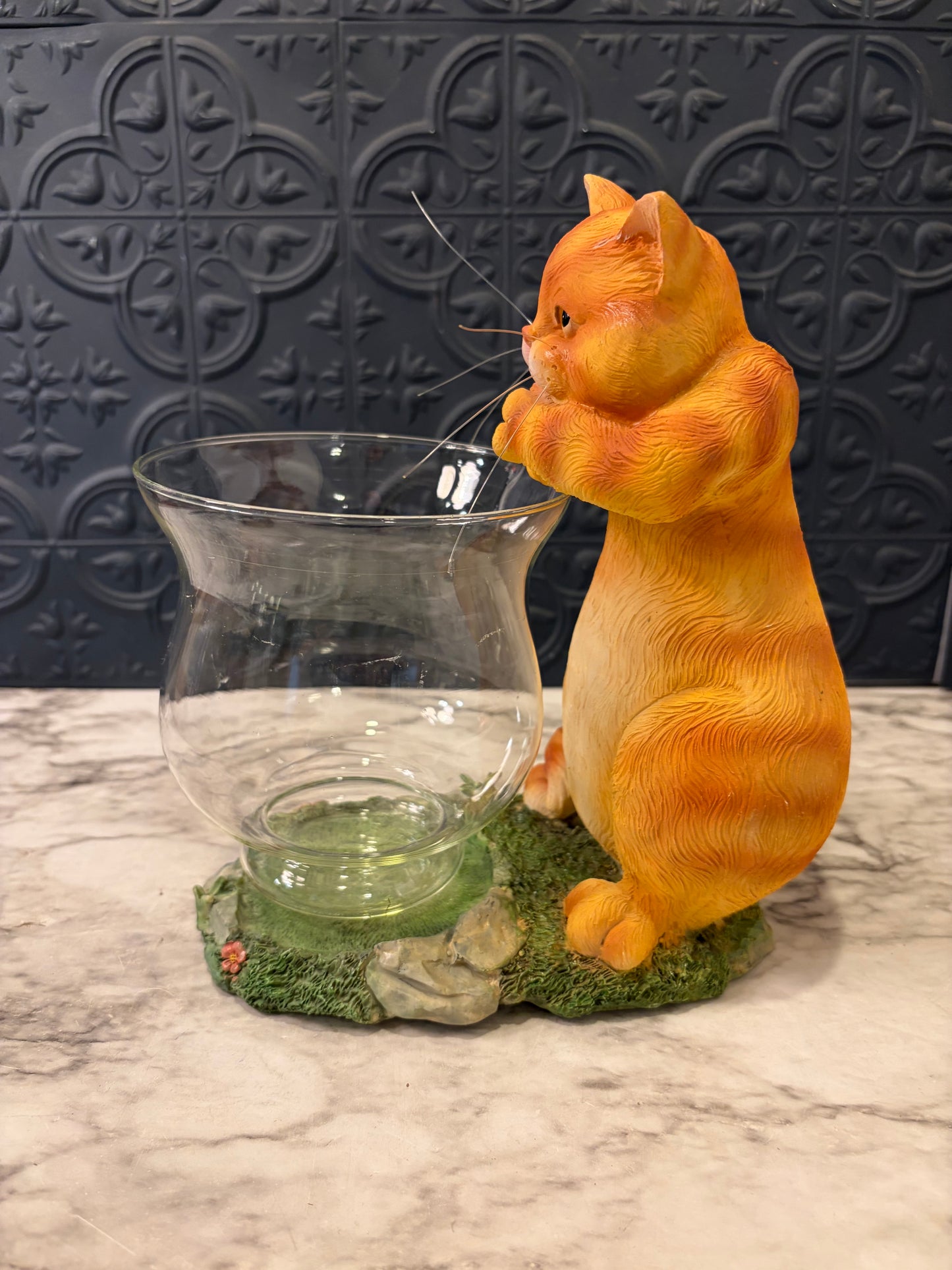 Orange Tabby Cat and Fishbowl