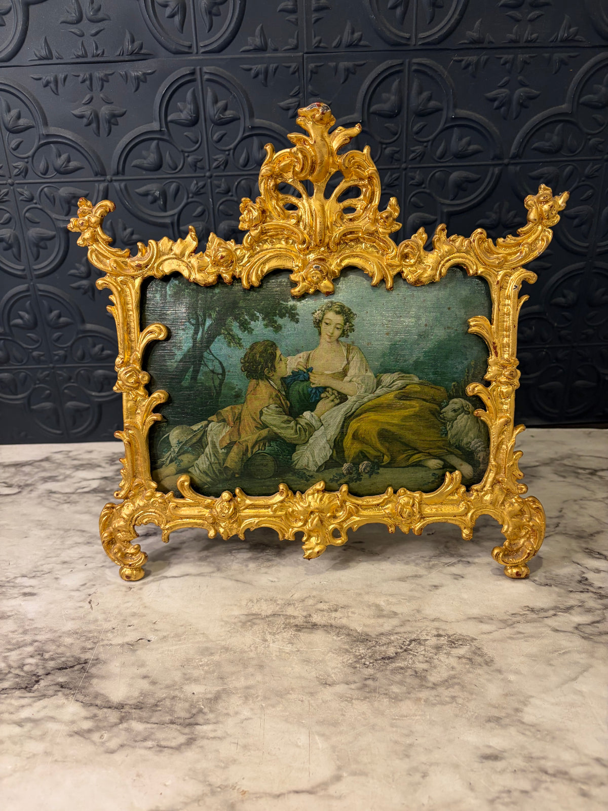 Rococo Style Gilded Frame with Print on Metal