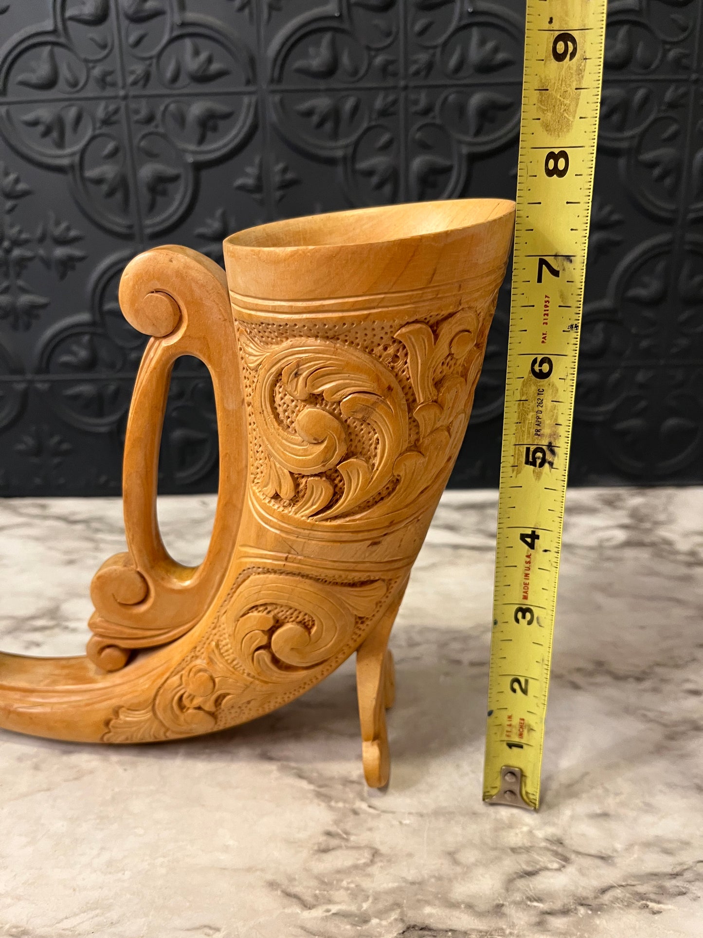 Norweigen Hand carved Drinking Horn